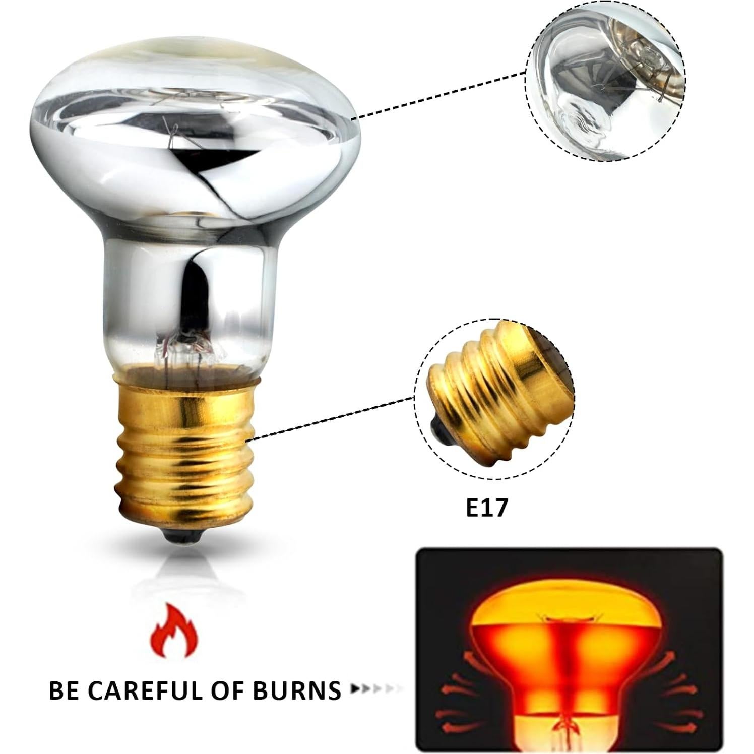 Paquete de 4 bombillas R39 E17 30W para lámparas de lava