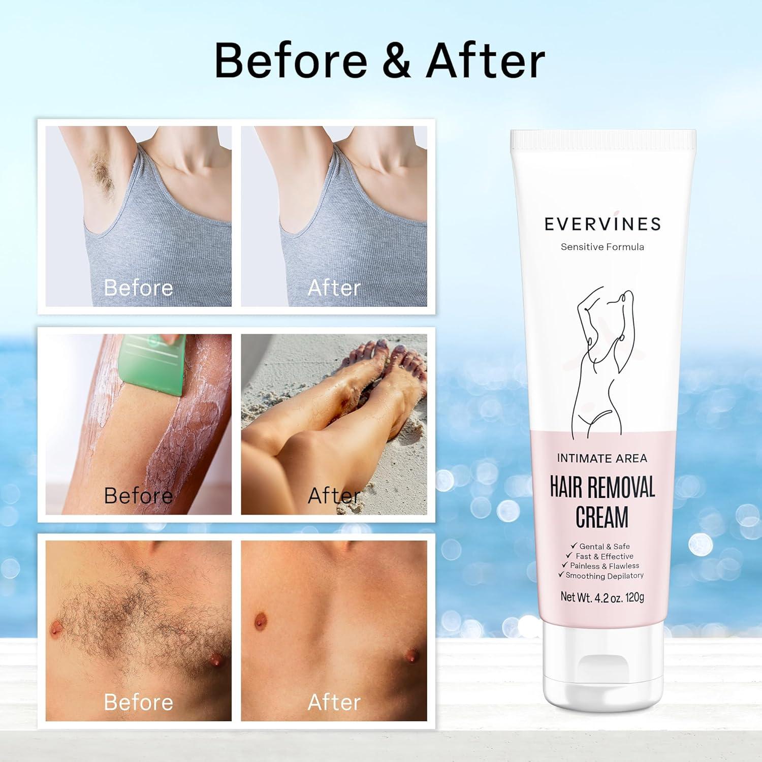 Crema Depilatoria Evervines 118 ml Piel Sensible Sin Dolor