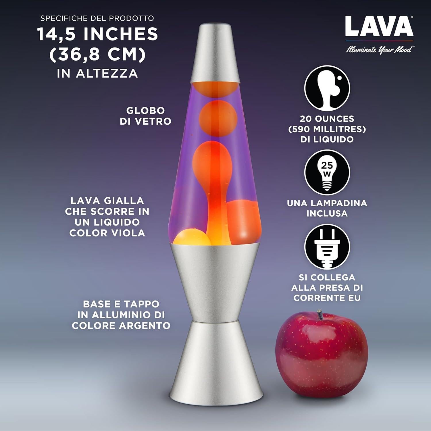 Lámpara de Lava LAVA 2125 Amarillo/Púrpura 36.8 cm