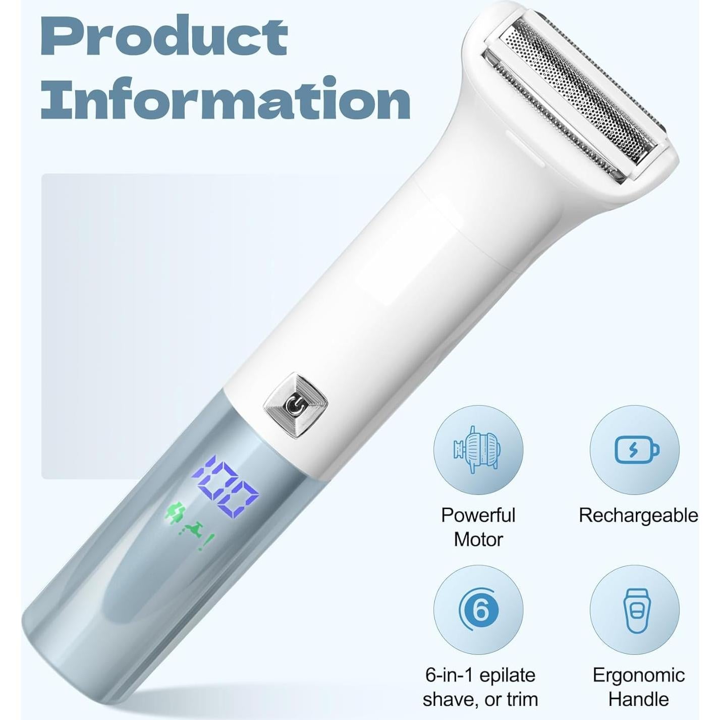 Epilador ATG 6 en 1 Recargable para Vello Facial y Corporal