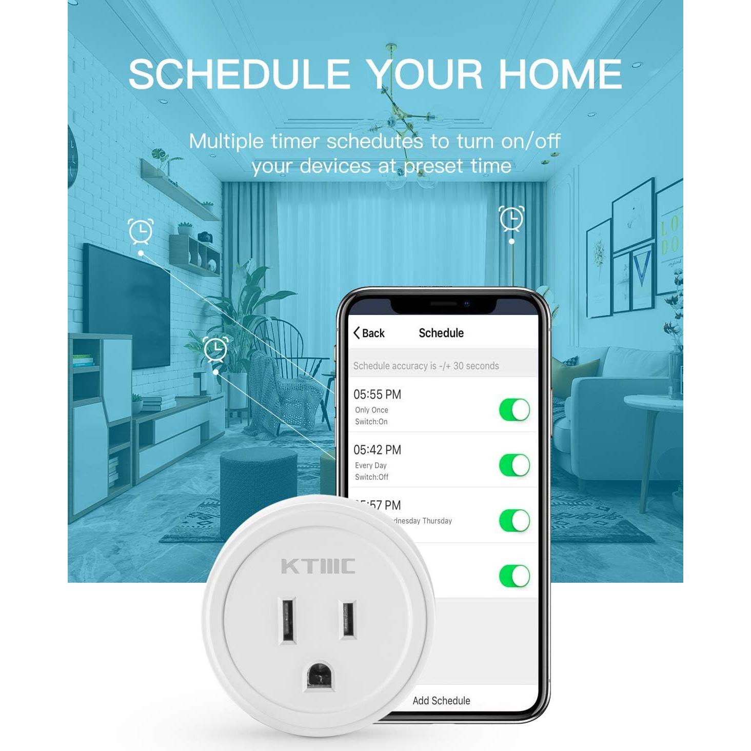 Enchufe Inteligente KTMC Paquete de 4, Control Remoto, ETL