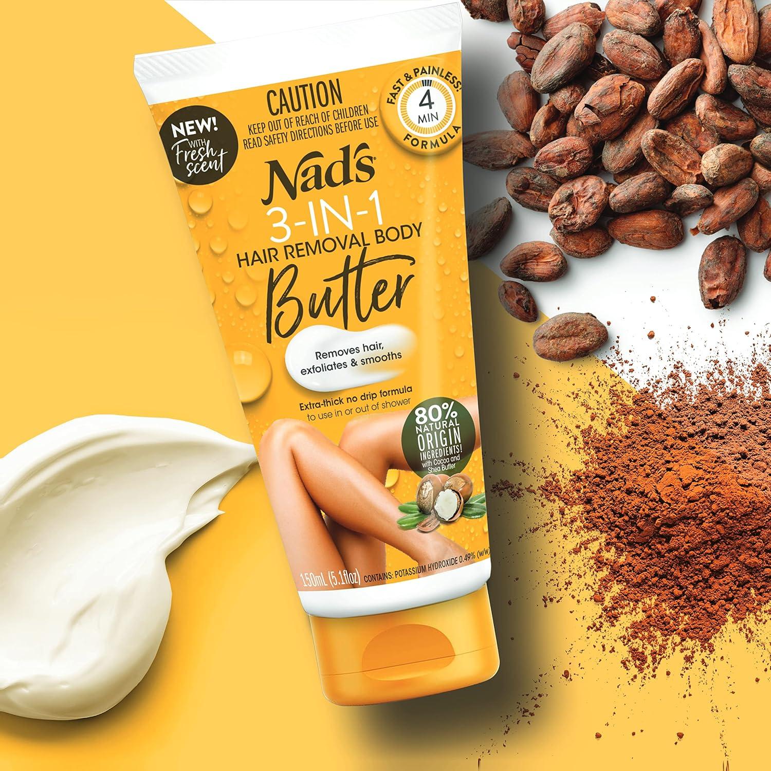 Mantequilla Depilatoria Nad's 3 en 1 para Cuerpo y Piernas