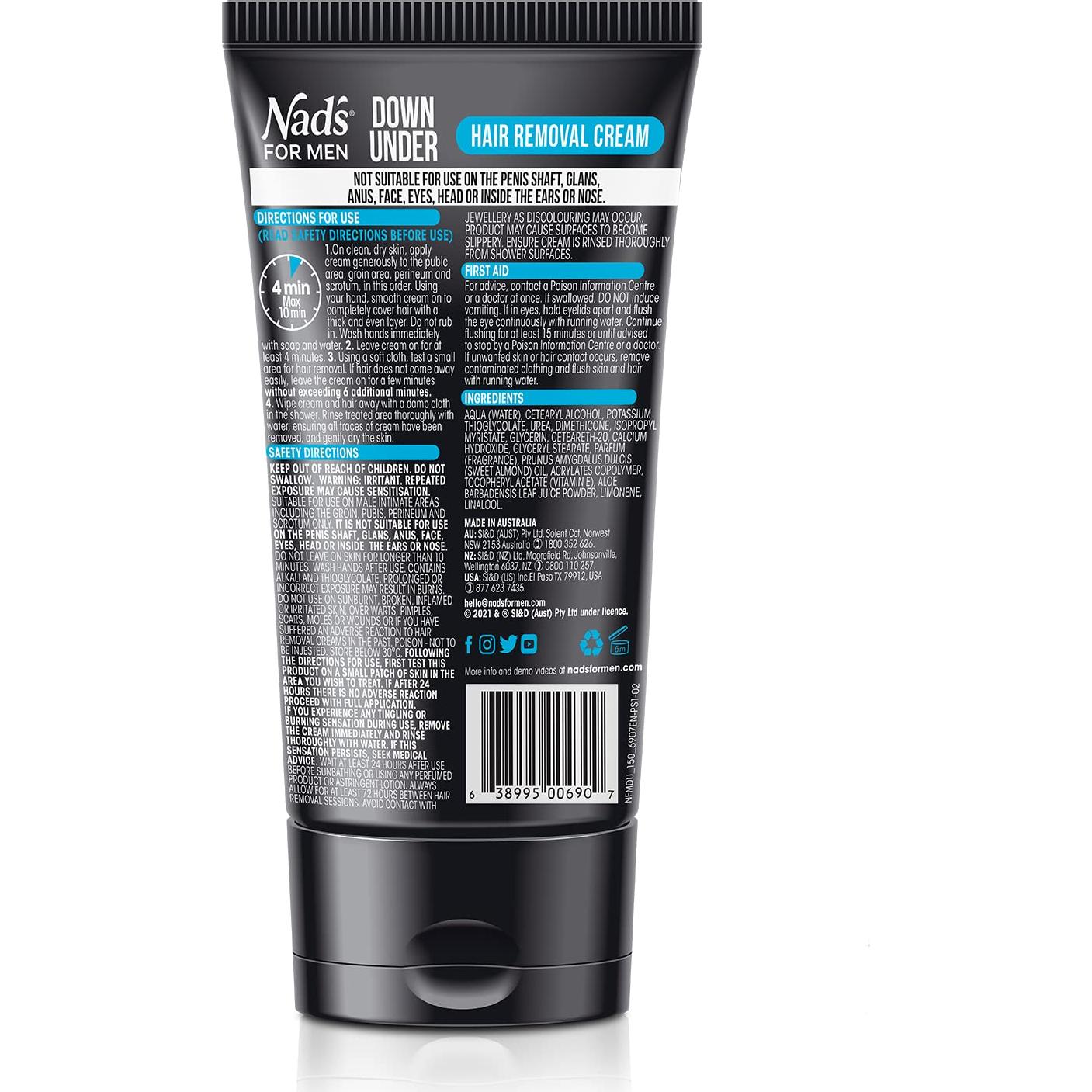 Crema Depilatoria Nad's Para Hombres - Vello Íntimo Sin Dolor