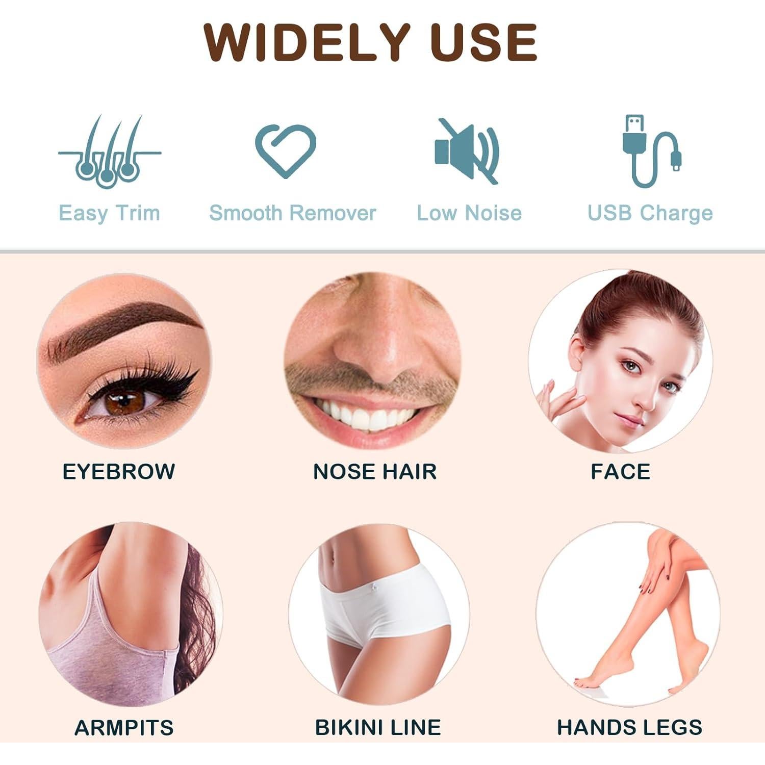 Recortador de Vello Facial Evolvique 2 en 1 USB Blanco