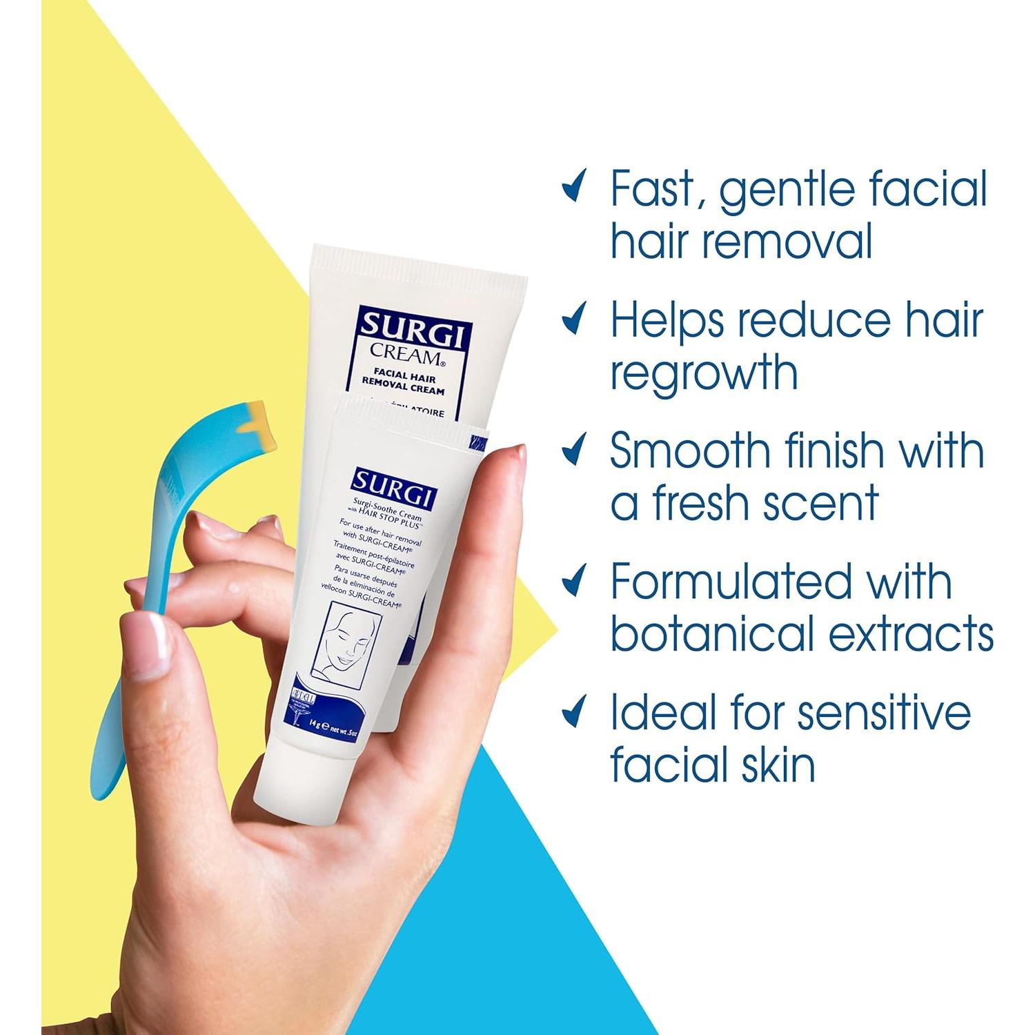 Crema Depilatoria Facial Surgiwax 59 ml, Suave y Efectiva