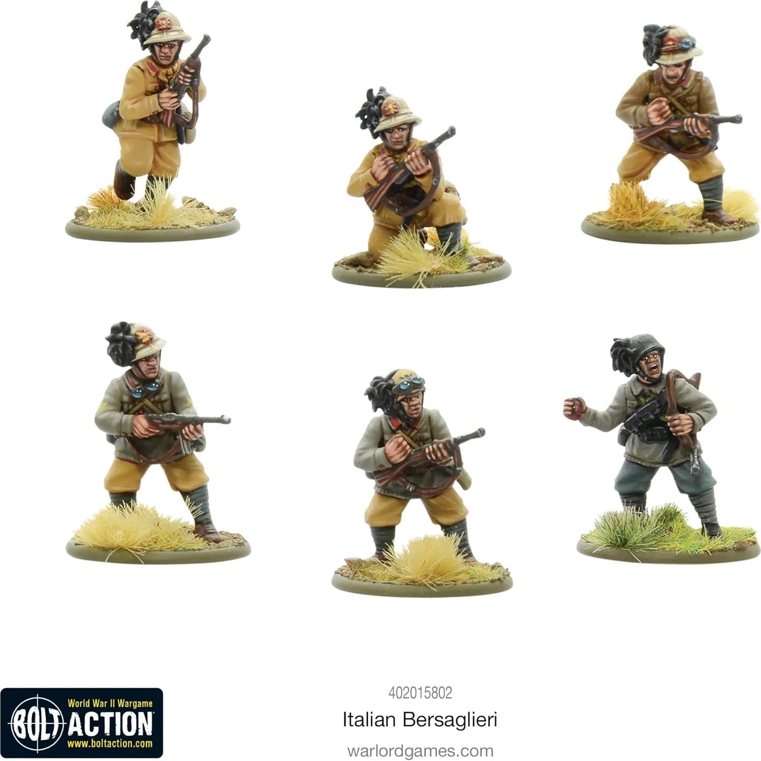 Figuras Bersaglieri Italianos Warlord Games 1:56 WWII 30 Piezas