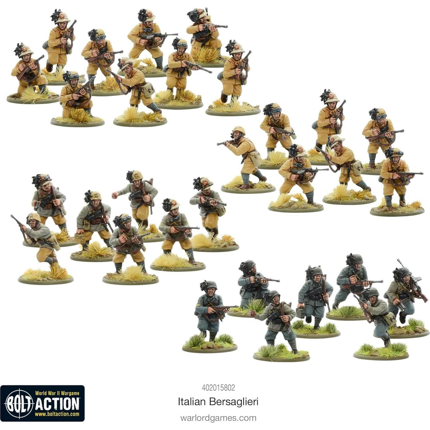 Figuras Bersaglieri Italianos Warlord Games 1:56 WWII 30 Piezas
