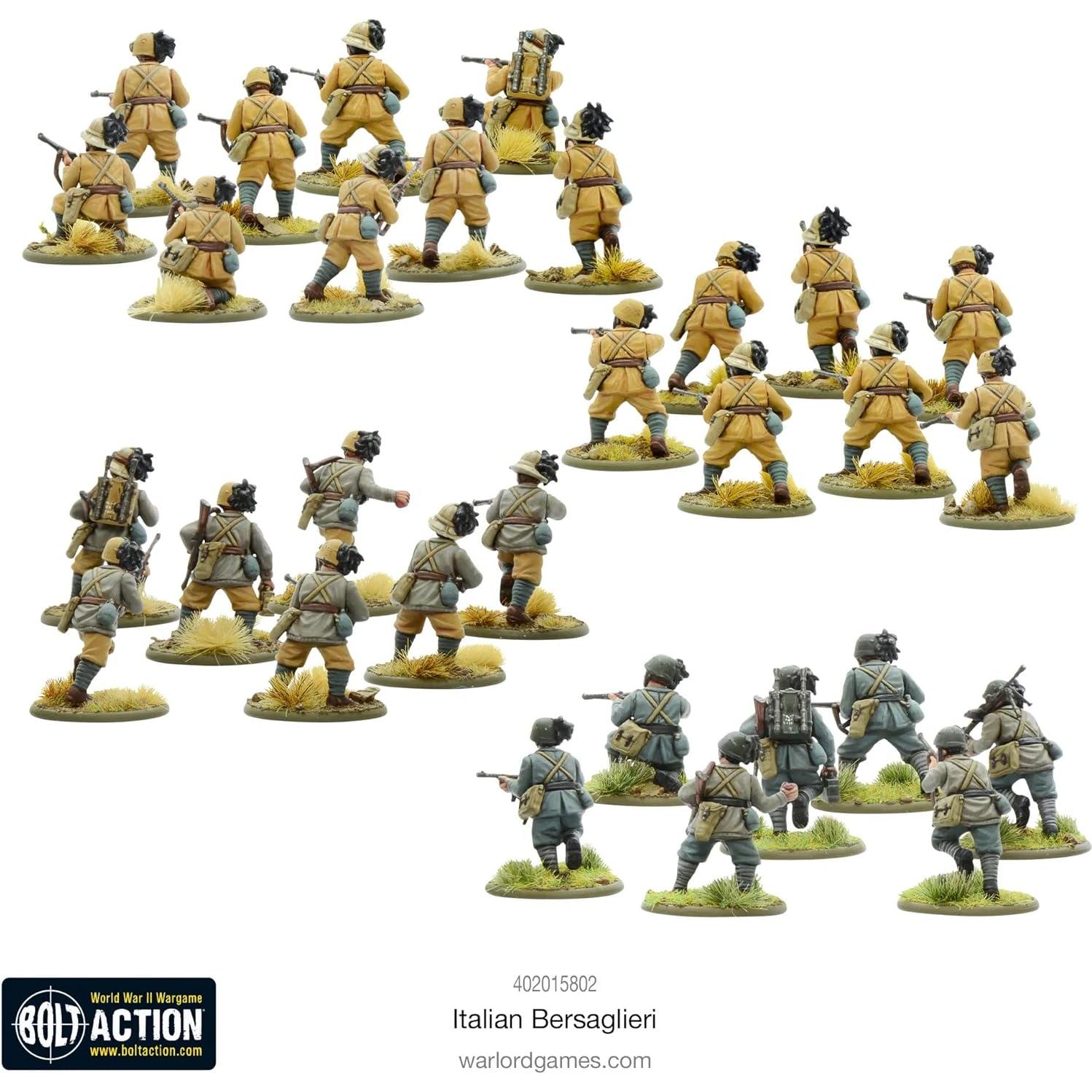 Figuras Bersaglieri Italianos Warlord Games 1:56 WWII 30 Piezas
