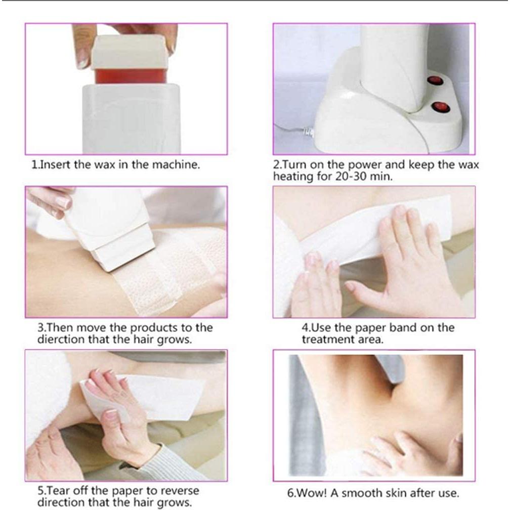 Kit de Cera Depilatoria Nynelly Calentador Roll On 1 Cera 20 Tiras