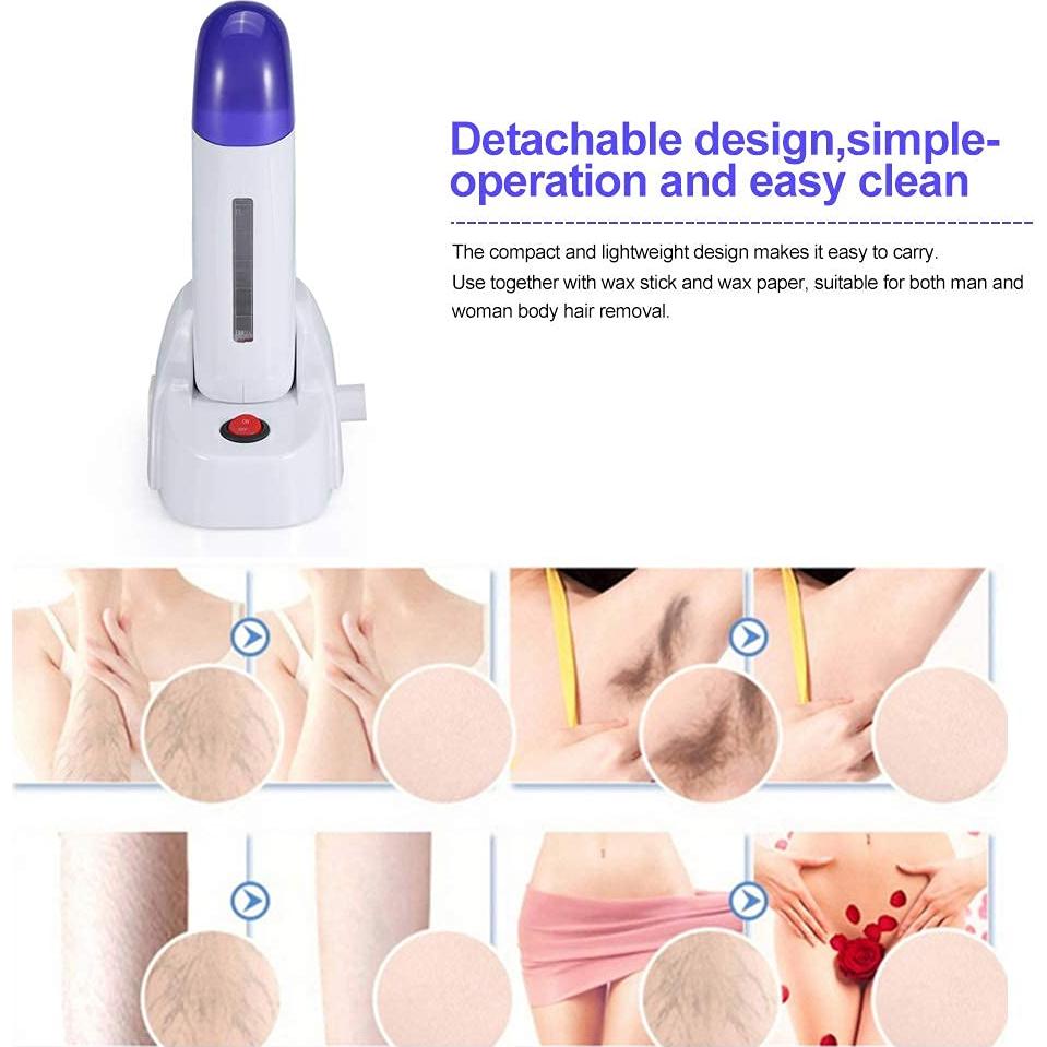 Kit de Cera Depilatoria Nynelly Calentador Roll On 1 Cera 20 Tiras