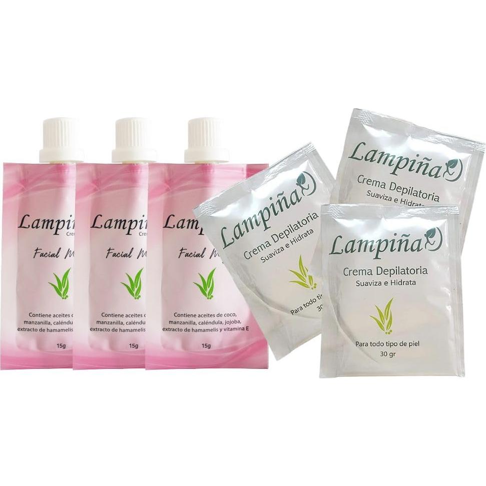Combo 6 Crema Depilatoria Lampiña 30g y Facial Hidratante