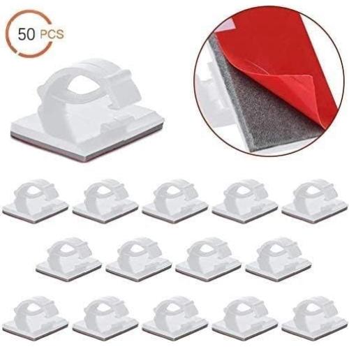 Elfcam® Clips Ajustables para Cables 50PCS Blanco 6mm