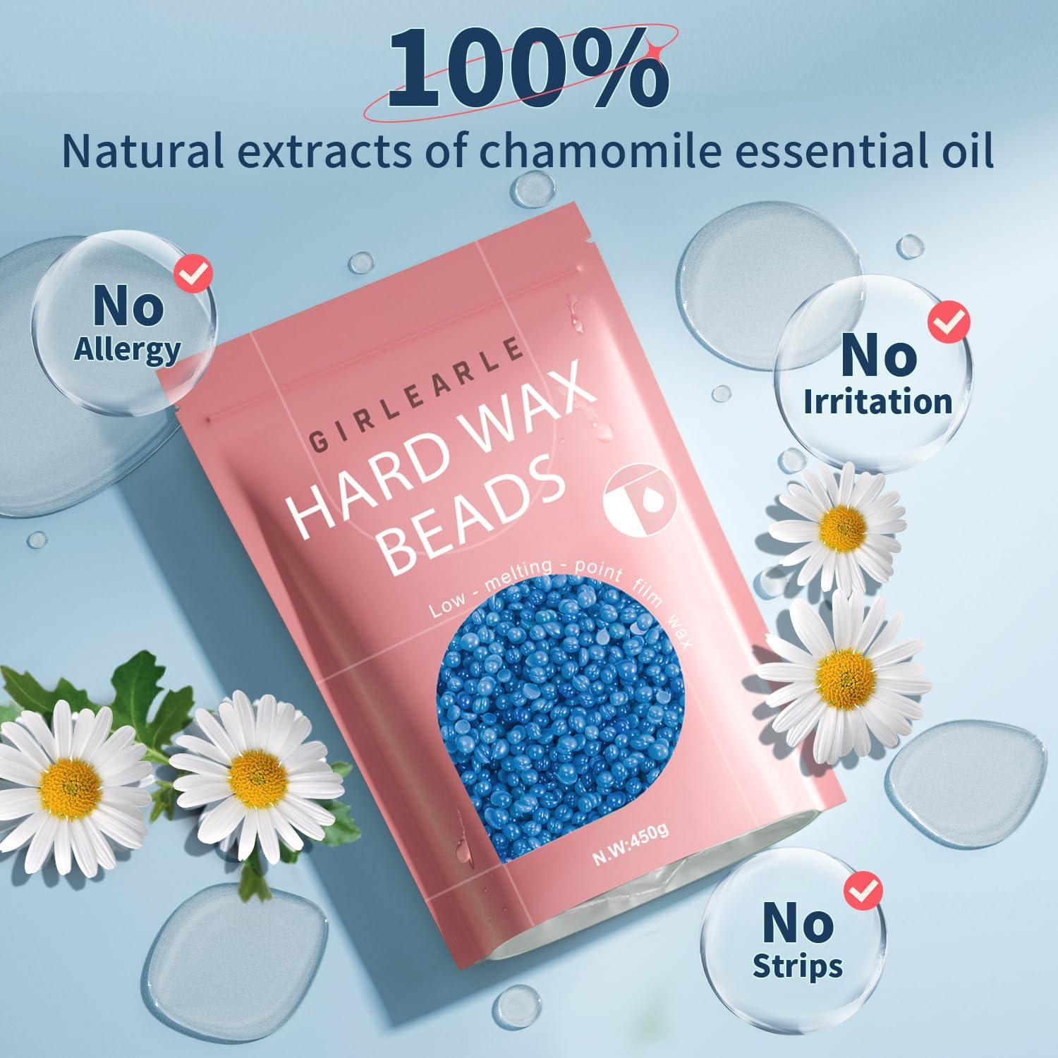 Perlas de Cera Dura GIRLEARLE 450g para Depilación Facial y Cuerpo