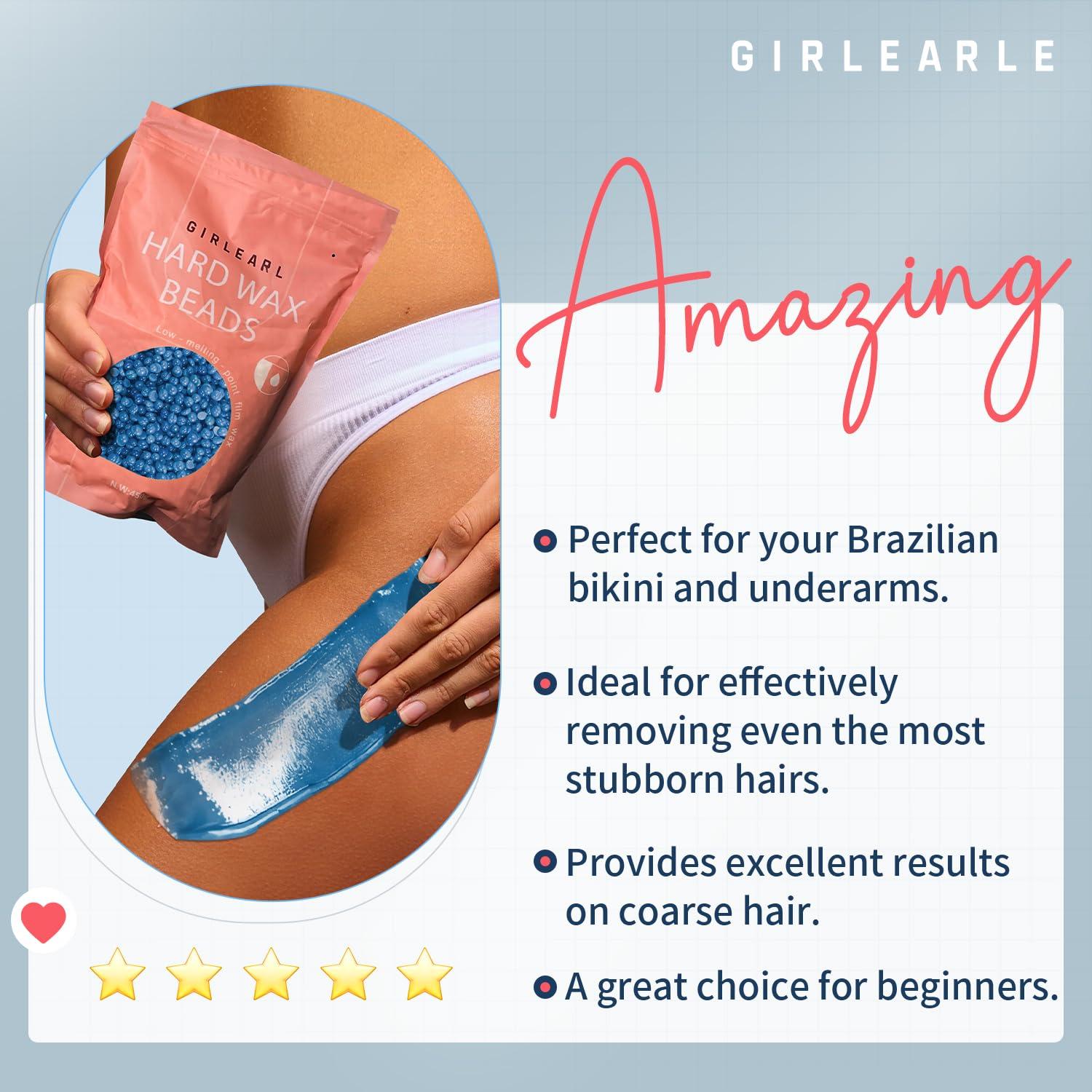 Perlas de Cera Dura GIRLEARLE 450g para Depilación Facial y Cuerpo