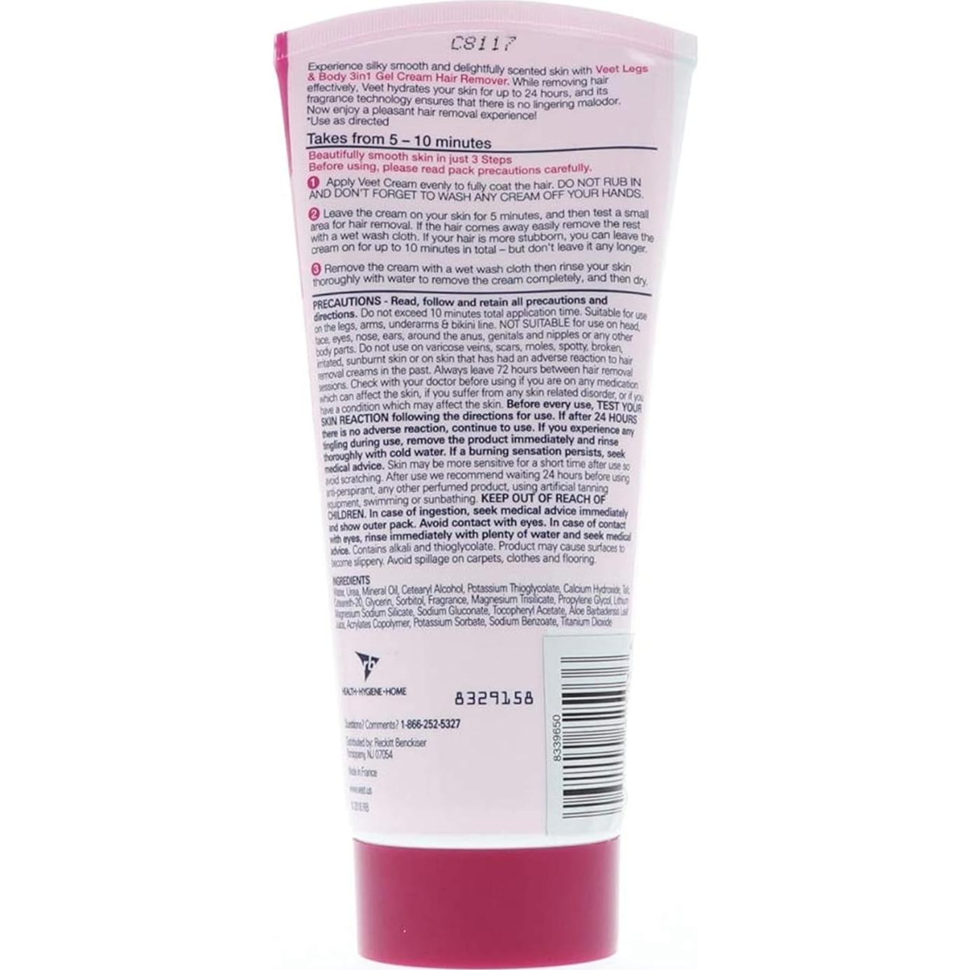 Crema Gel Removedora de Cabello Veet 200 ml Pack 3