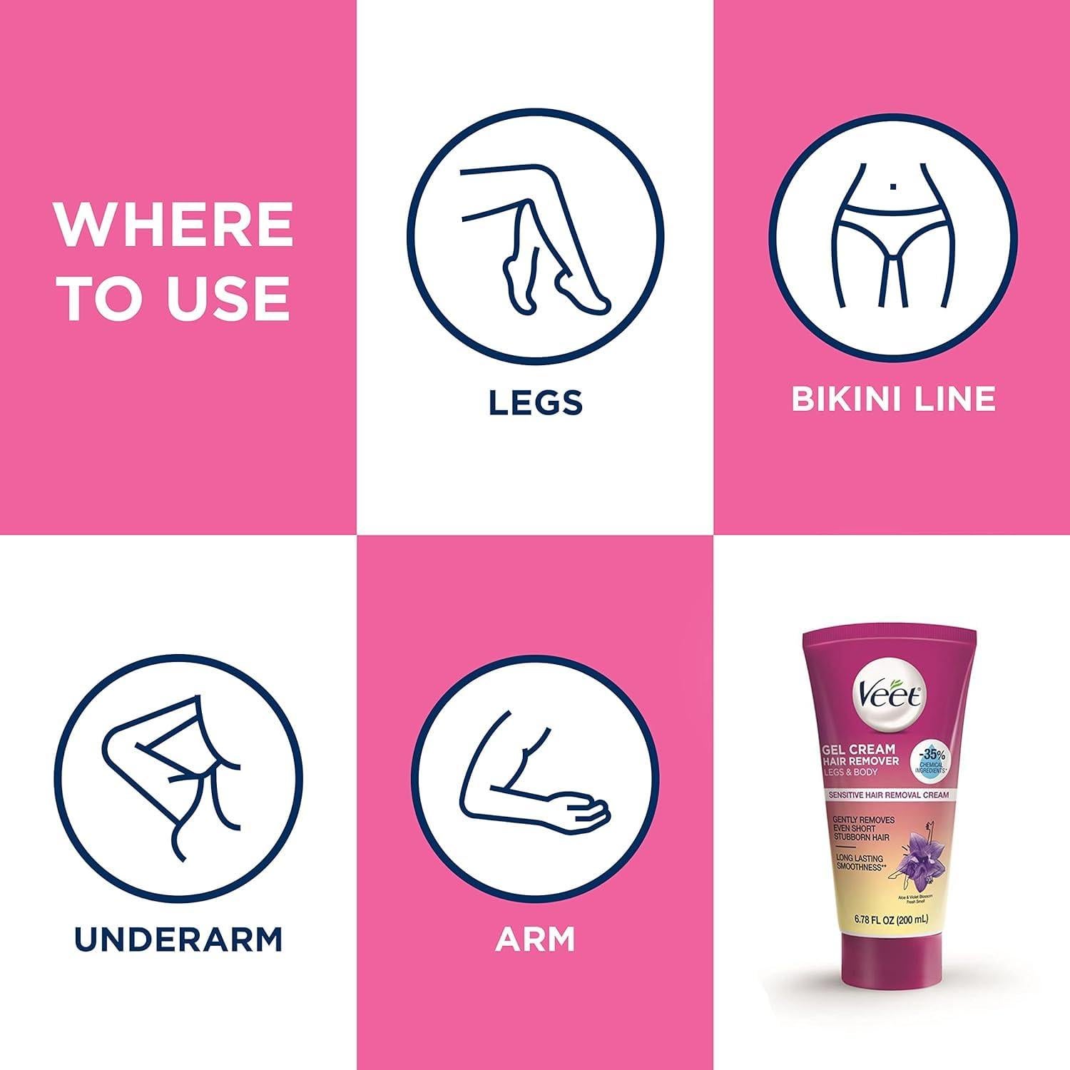 Crema Gel Removedora de Cabello Veet 200 ml Pack 3