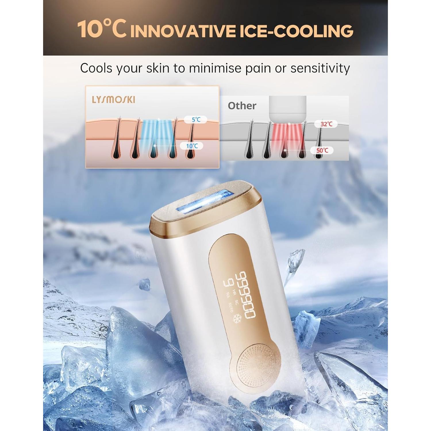 Depiladora Láser IPL LYSMOSKI 3 en 1 con Enfriamiento 9 Niveles