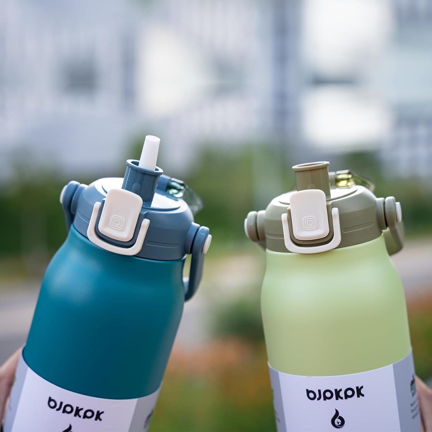 Botella de Agua Aislada BJPKPK 1.3 L con Pajilla Blanco