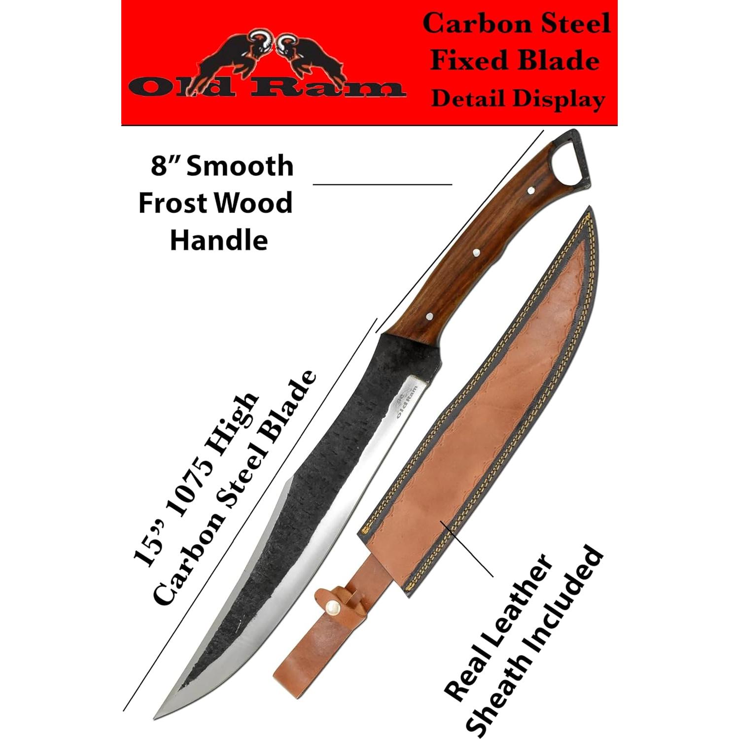 Machete de Caza Old Ram 57.15 cm Acero al Carbono 1075