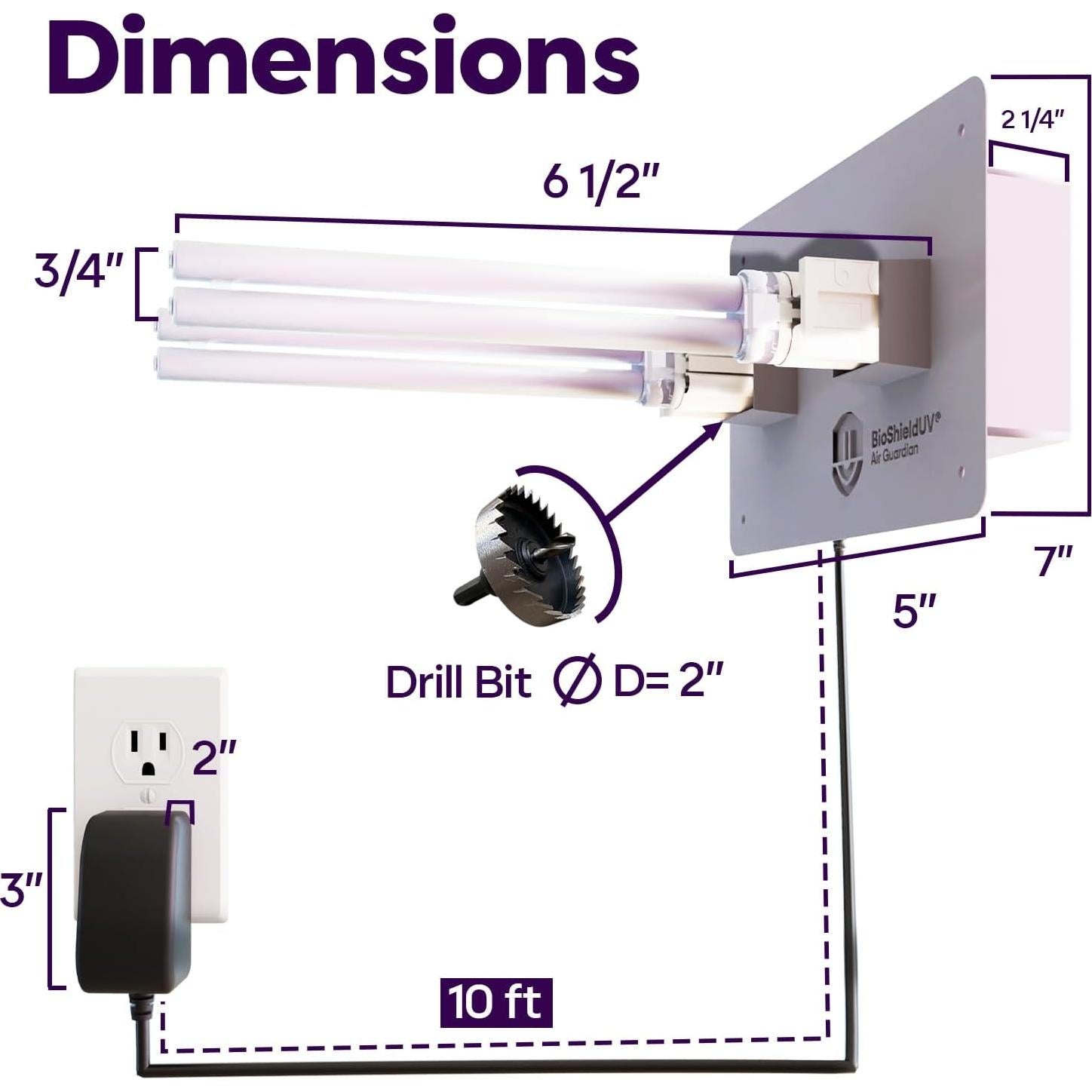 Purificador de Aire BioShieldUV® 18W con Luz UV para HVAC
