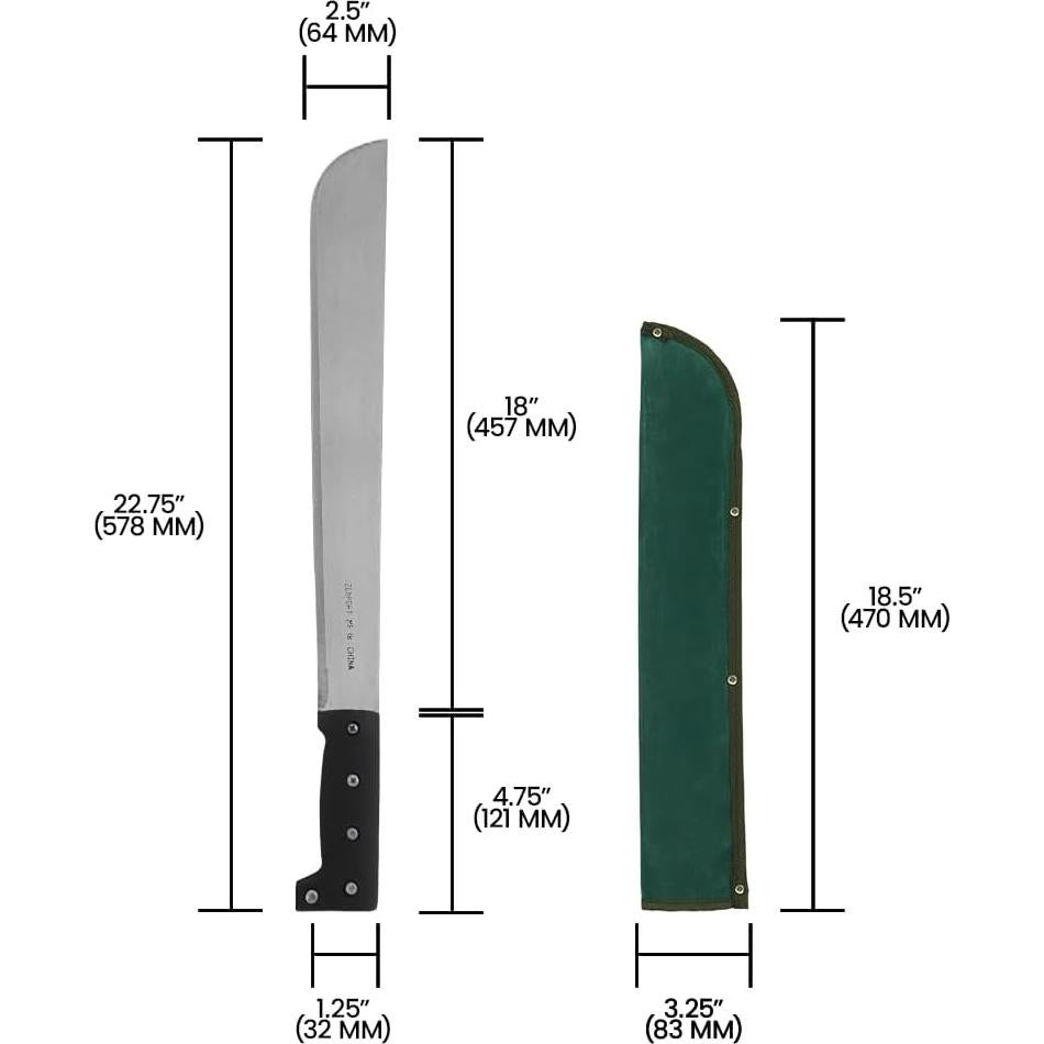 Machete Zenport MP18 con funda, hoja de acero 45.72 cm