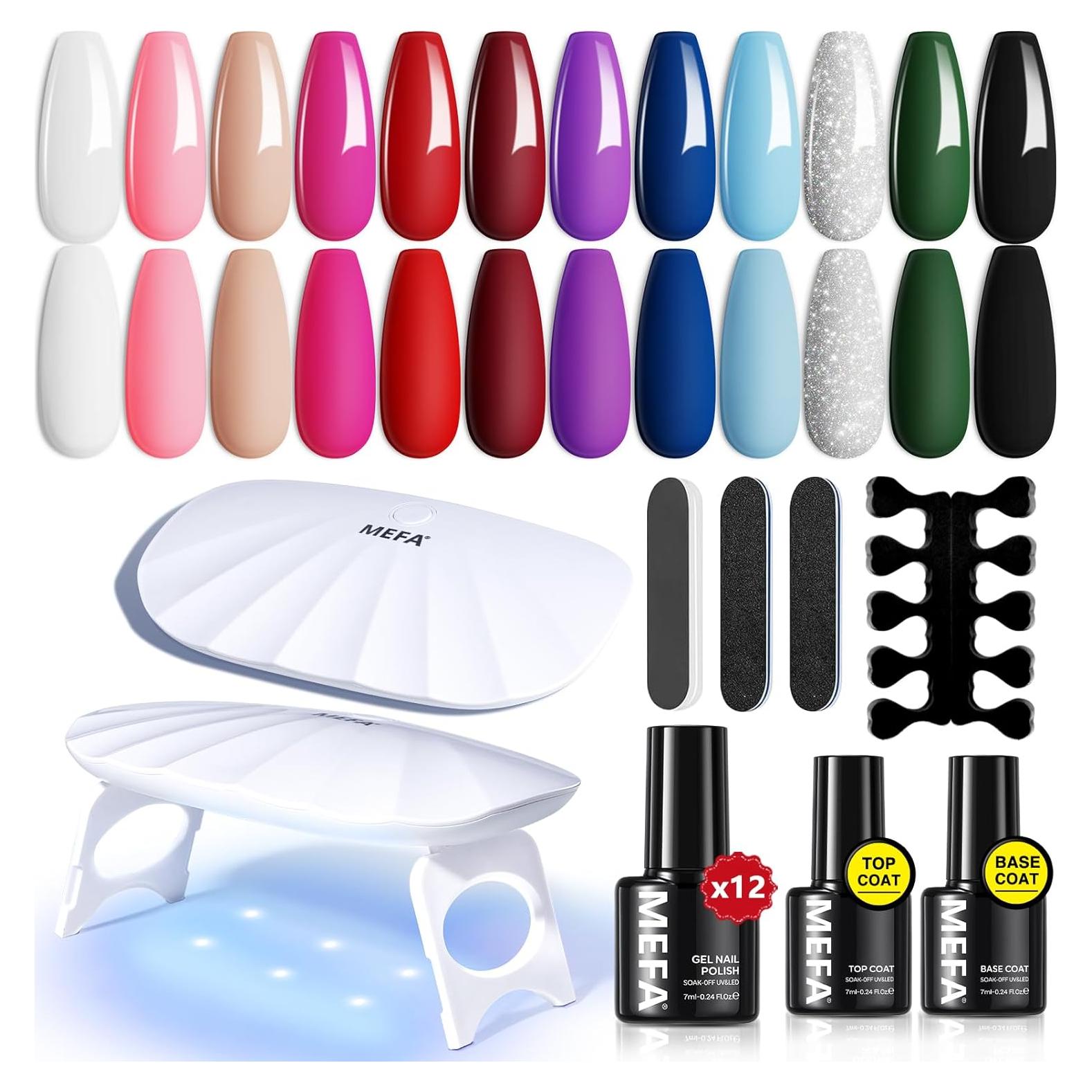 Kit de Esmalte en Gel MEFA 19 Piezas con Luz UV