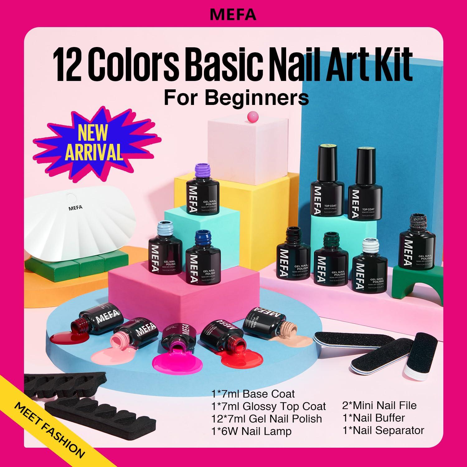 Kit de Esmalte en Gel MEFA 19 Piezas con Luz UV