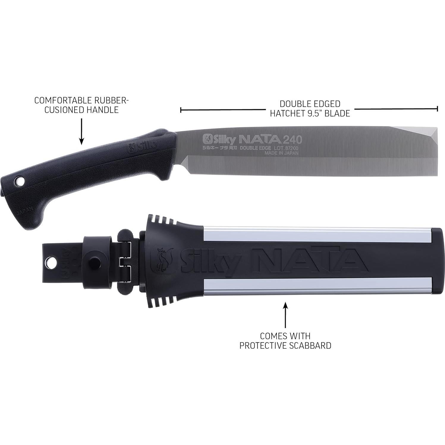 Hacha de Doble Filo Silky 555-24 240mm con Estuche