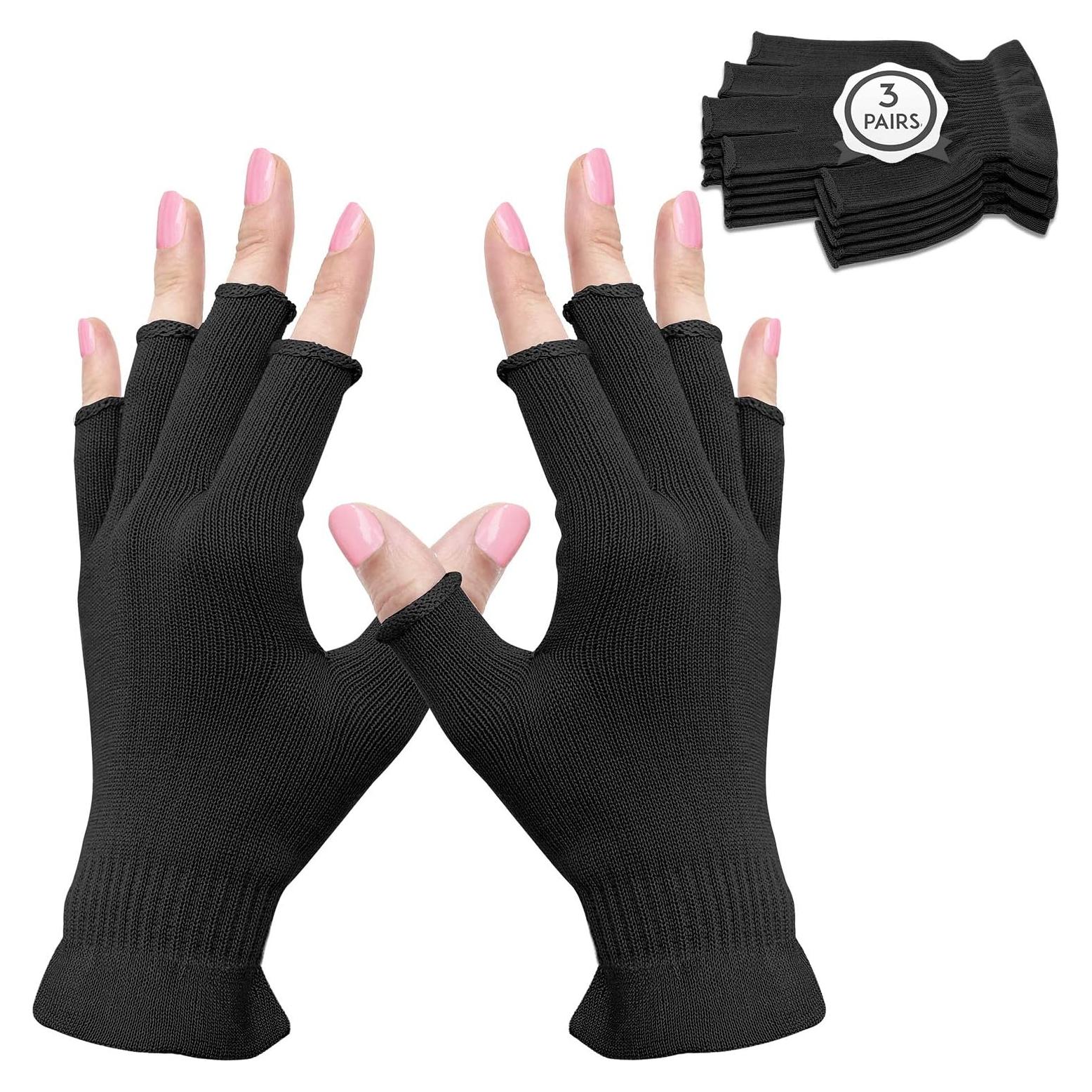 Guantes Hidratantes MIG4U Sin Dedos S/M 3 Pares Negro