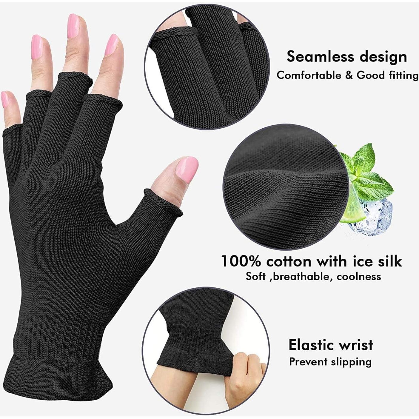 Guantes Hidratantes MIG4U Sin Dedos S/M 3 Pares Negro