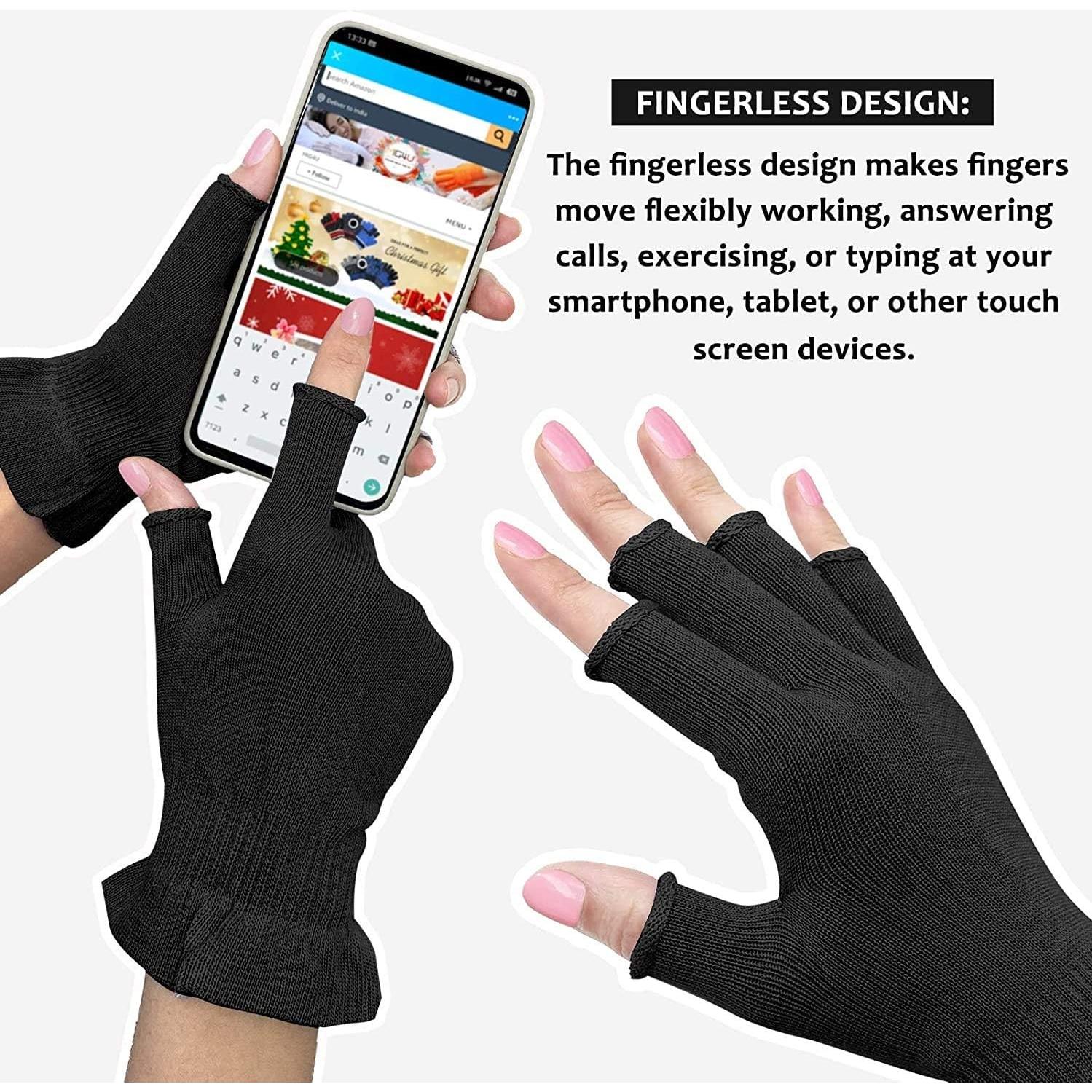 Guantes Hidratantes MIG4U Sin Dedos S/M 3 Pares Negro