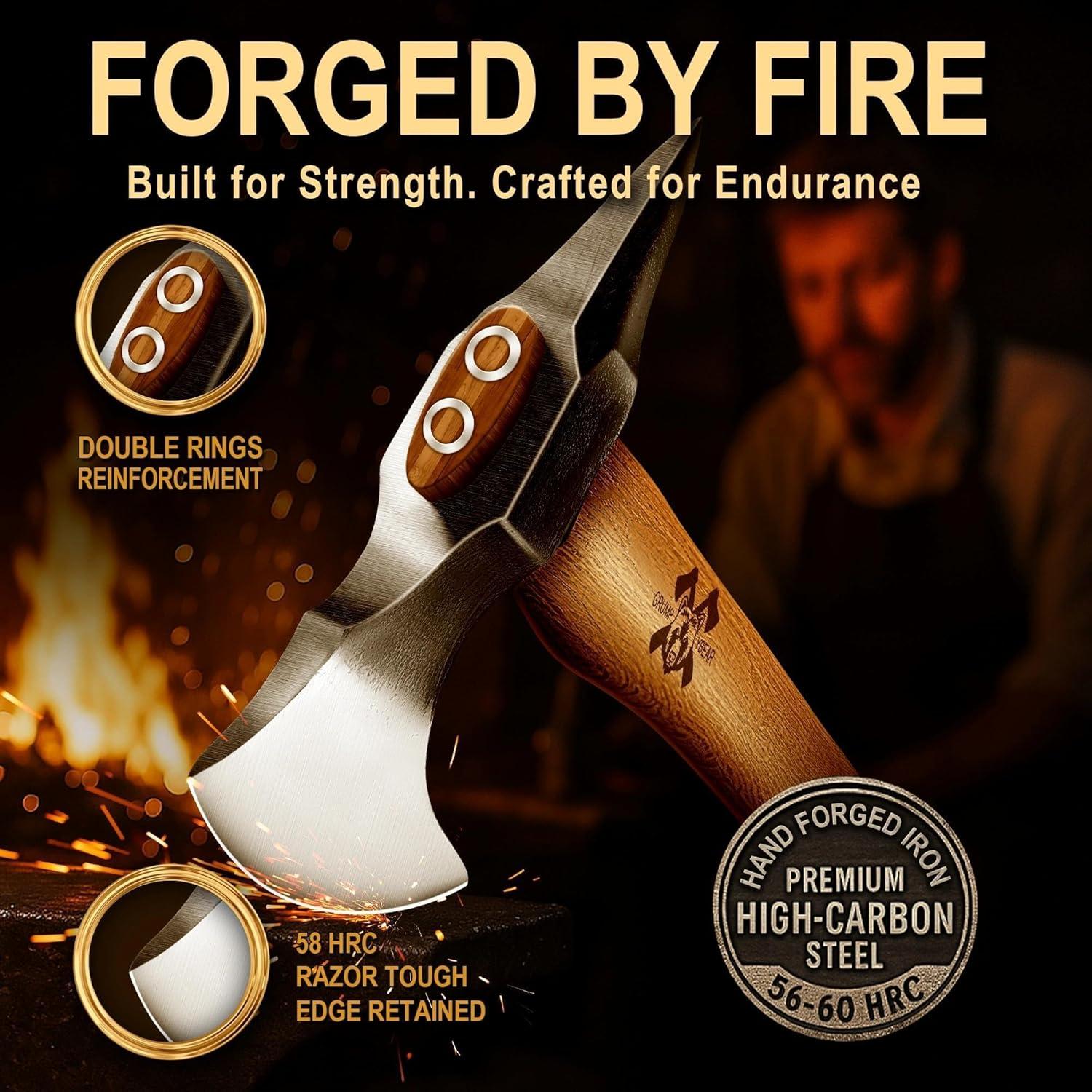 Hacha de Supervivencia Grumpy Bear 38.1 cm - Acero Alto Carbono