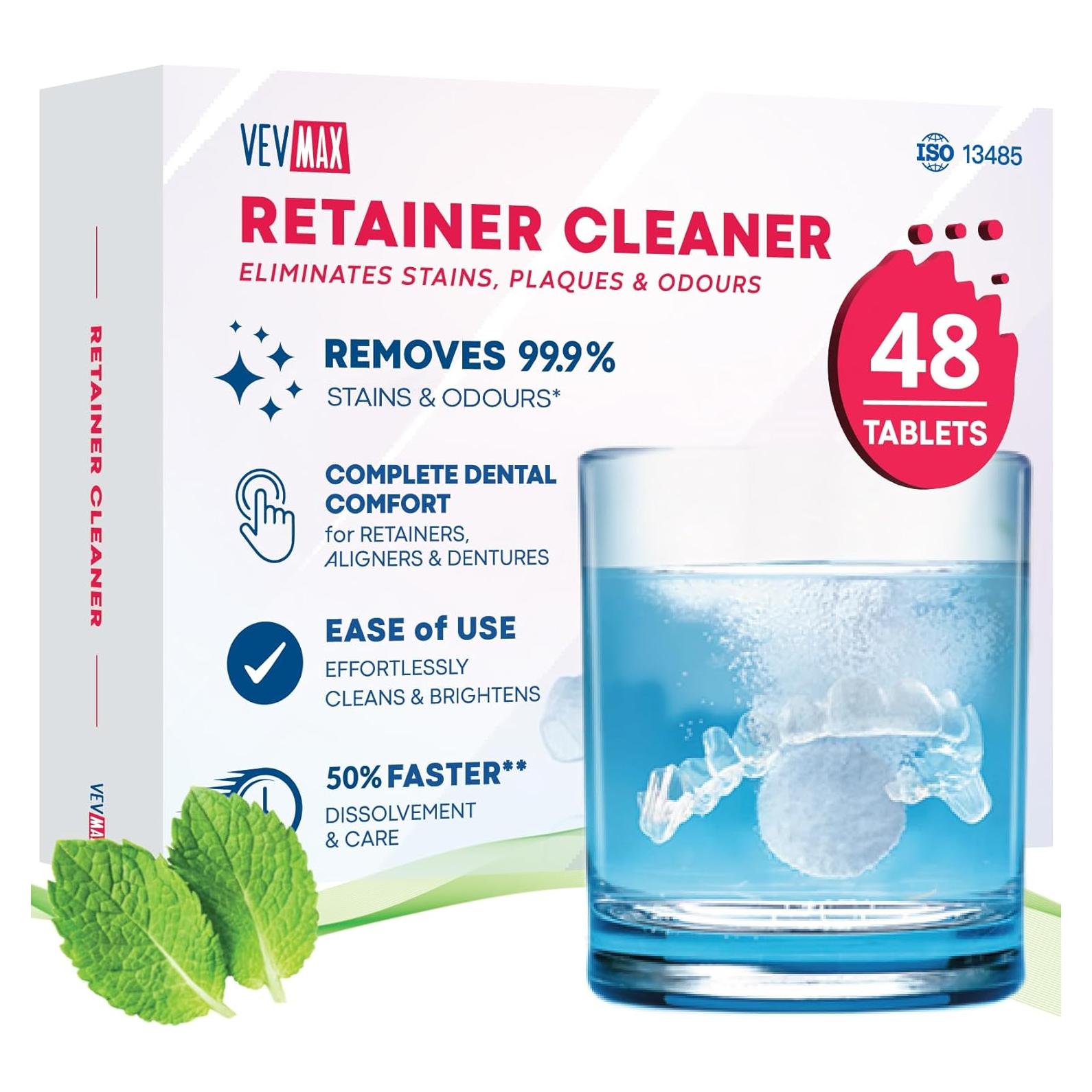 Tabletas Limpiadoras de Retenedores Vevmax - 48 Tabletas - Limpieza Efectiva
