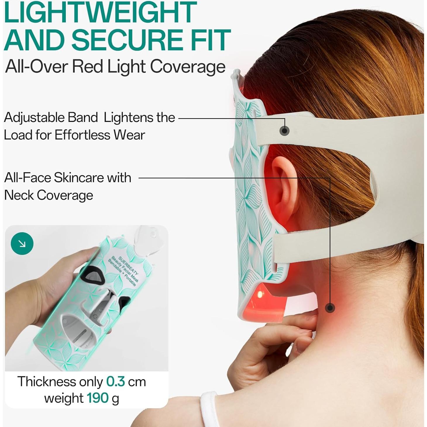 Máscara Facial de Luz Roja Facego - 7 Colores Inalámbrica