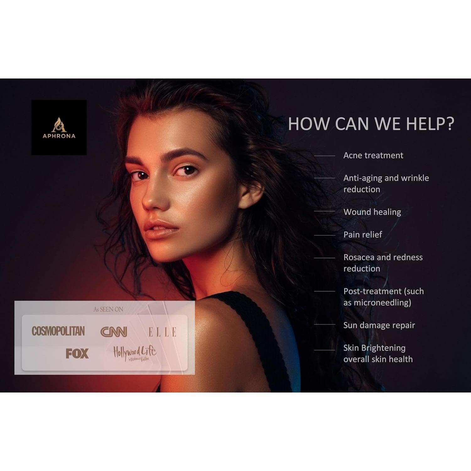 Máscara Facial LED Aphrona | Terapia Luz Roja y Azul