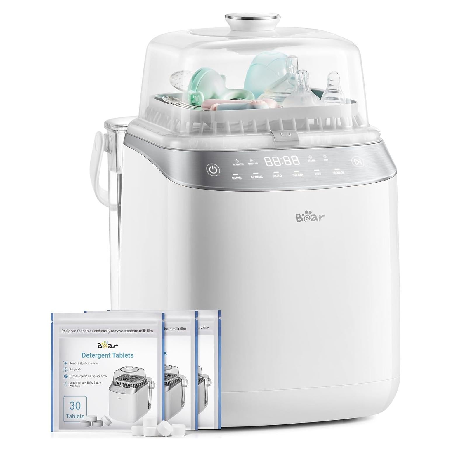 Lavadora de Biberones Bear Pro QXJ-C05F3 - 4 en 1 con 90 Tabletas