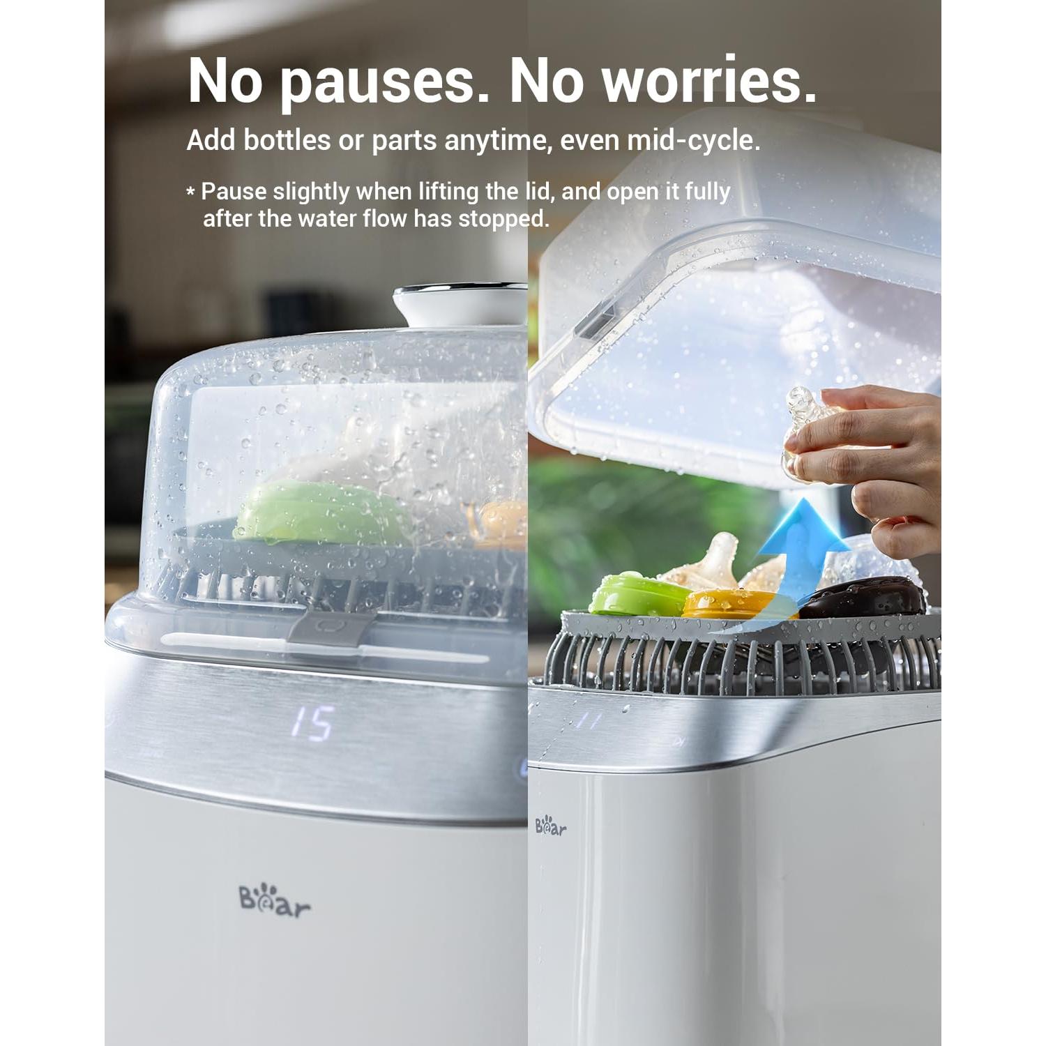 Lavadora de Biberones Bear Pro QXJ-C05F3 - 4 en 1 con 90 Tabletas