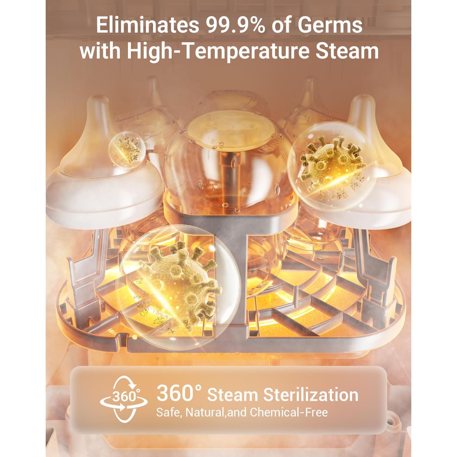 Lavadora de Biberones Bear Pro QXJ-C05F3 - 4 en 1 con 90 Tabletas