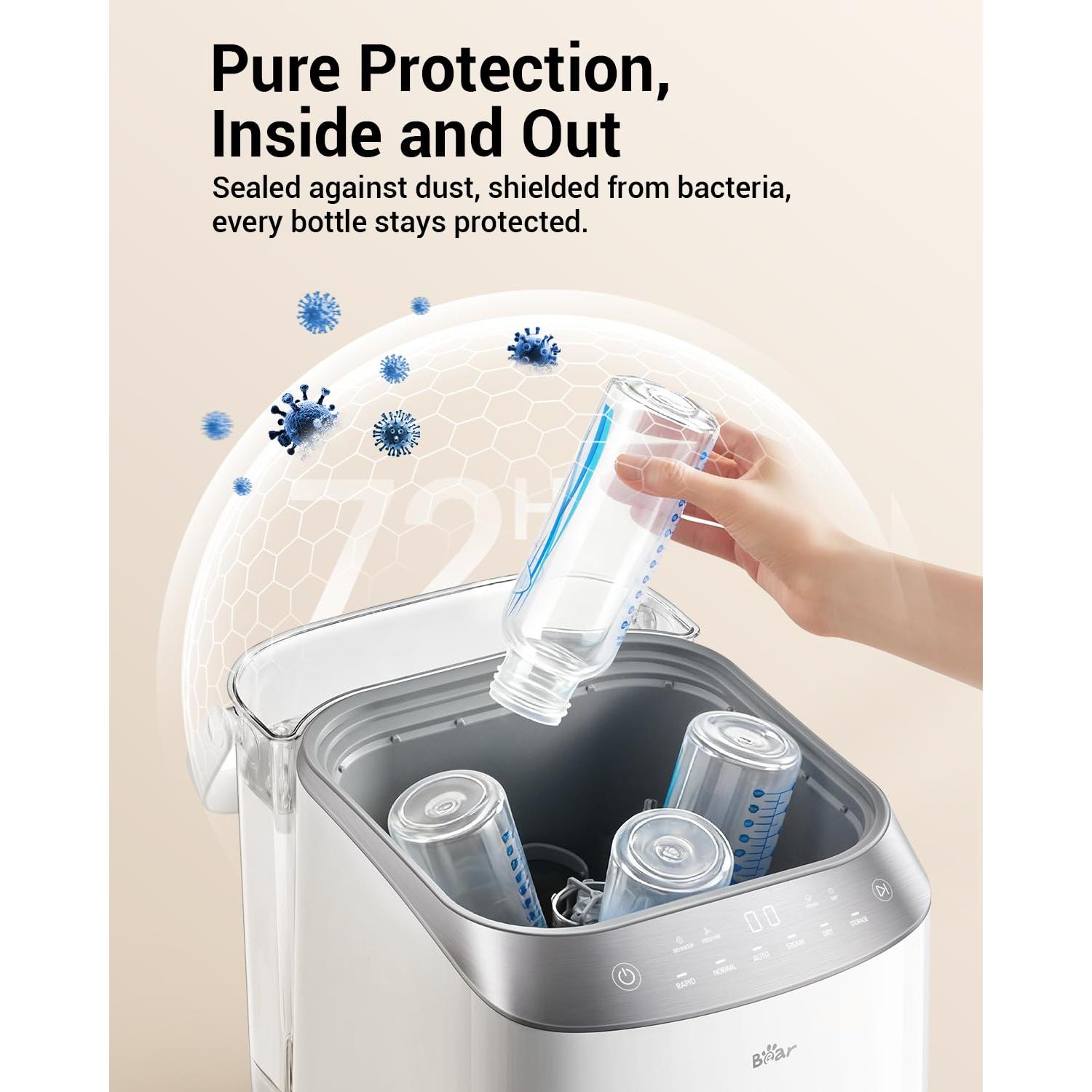 Lavadora de Biberones Bear Pro QXJ-C05F3 - 4 en 1 con 90 Tabletas