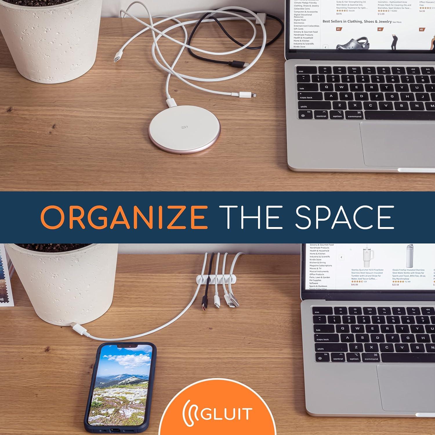 Organizador de Cables GLUIT 5 Piezas Adhesivos Blanco