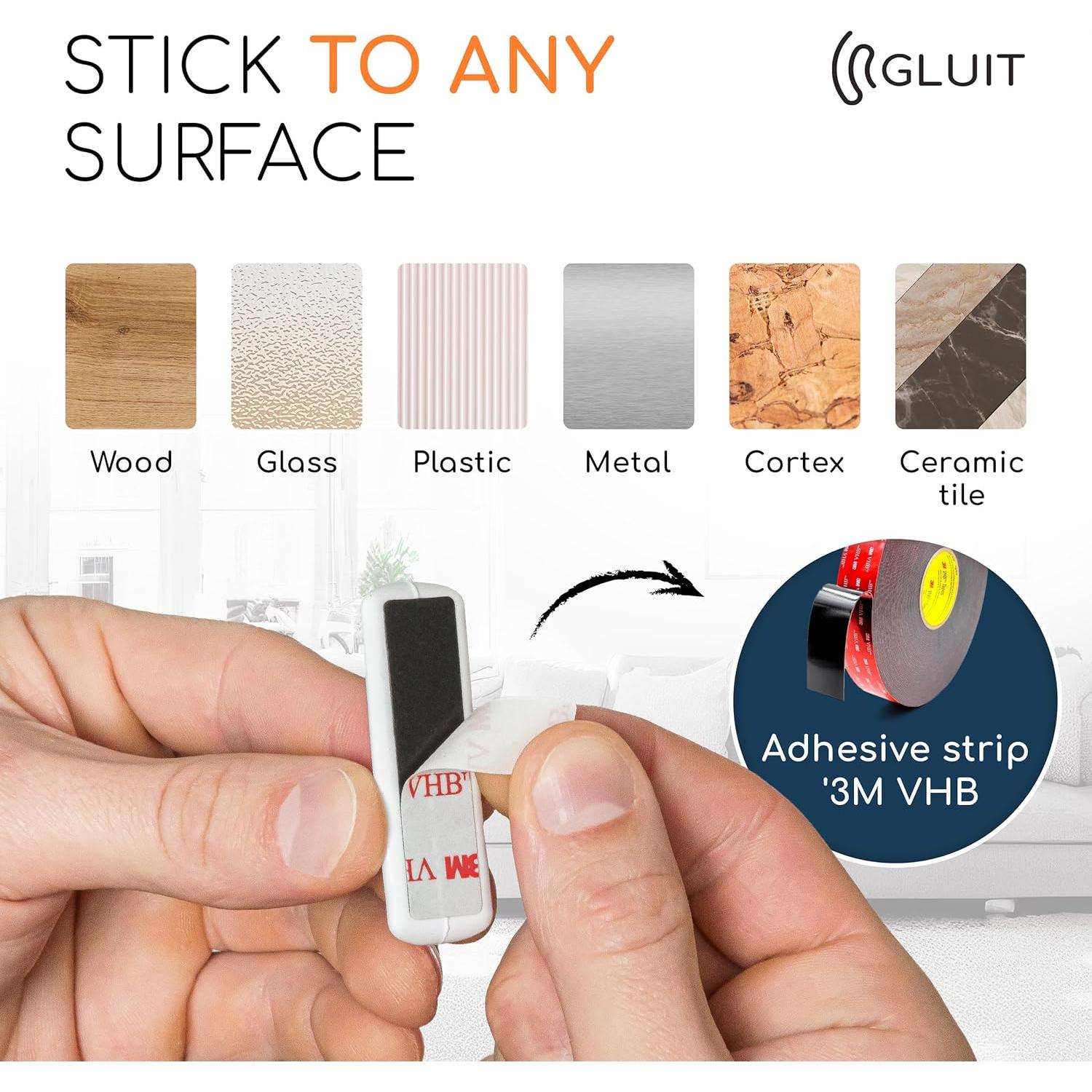 Organizador de Cables GLUIT 5 Piezas Adhesivos Blanco