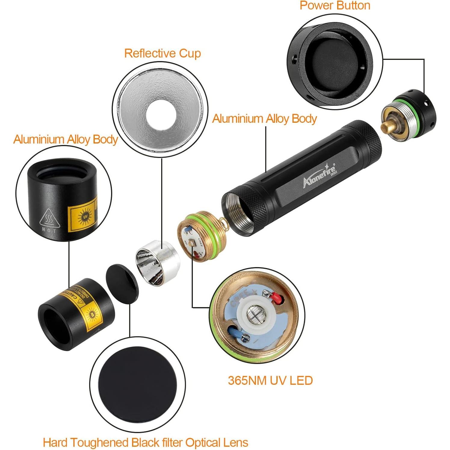 Linterna UV Recargable ALONEFIRE SV003 10W 365nm