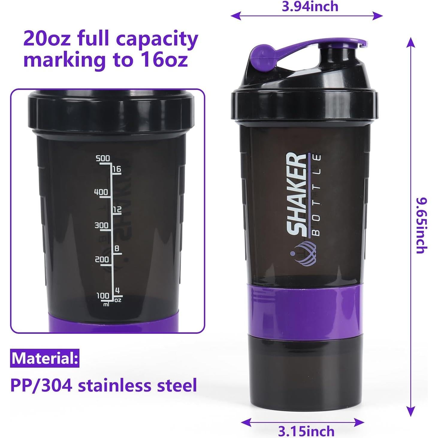 Botella Mezcladora de Proteína VIGIND 650ml A Prueba de Fugas