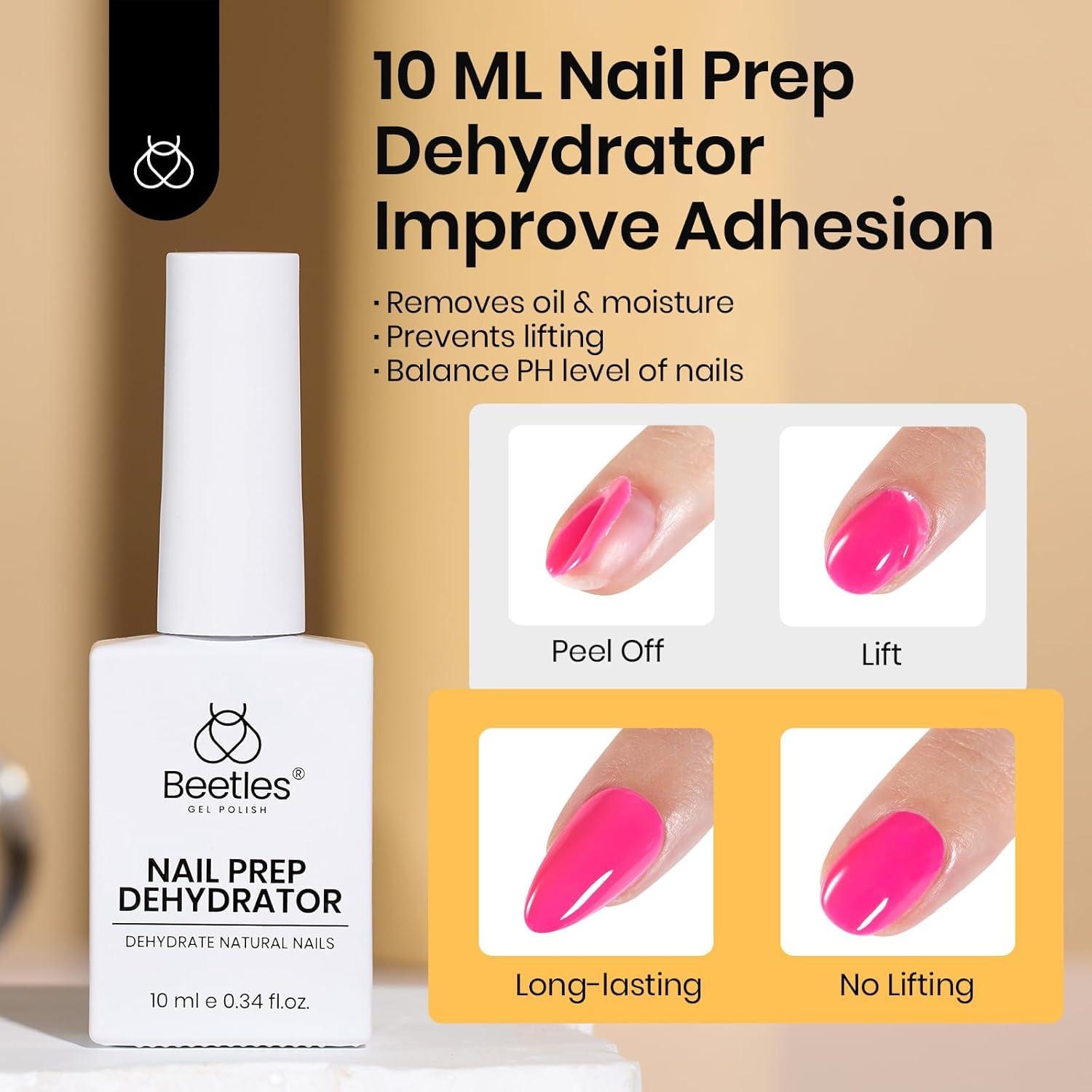 Kit 9 en 1 de Deshidratador y Pegamento de Uñas Beetles