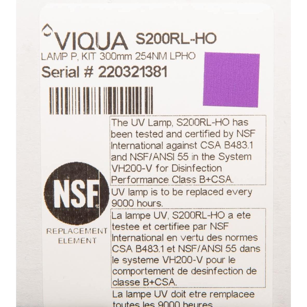 Lámpara UV VIQUA S200RL-HO para Purificación de Agua