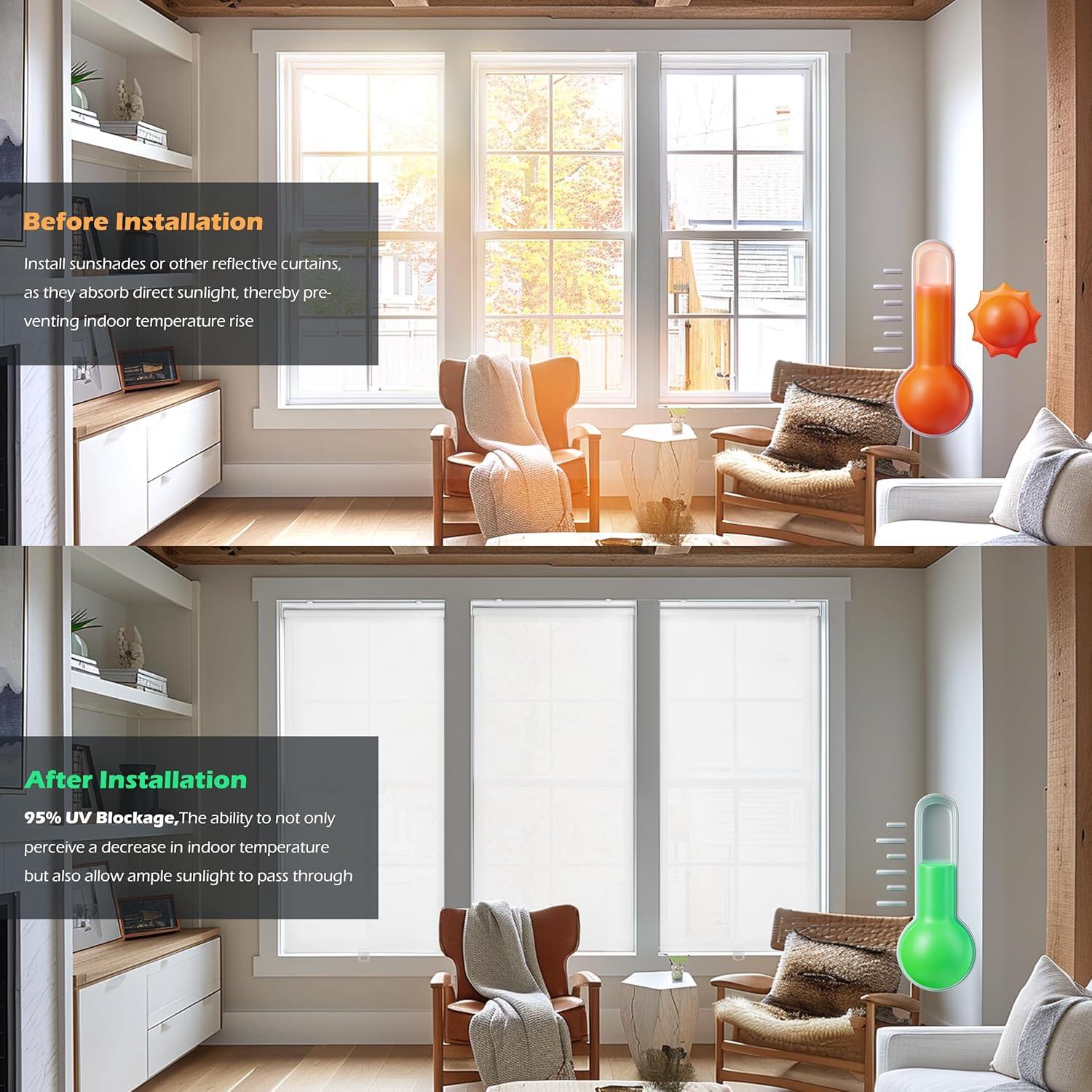 Cortina Roller LazBlinds Beige 81x183 cm Sin Cuerda UV