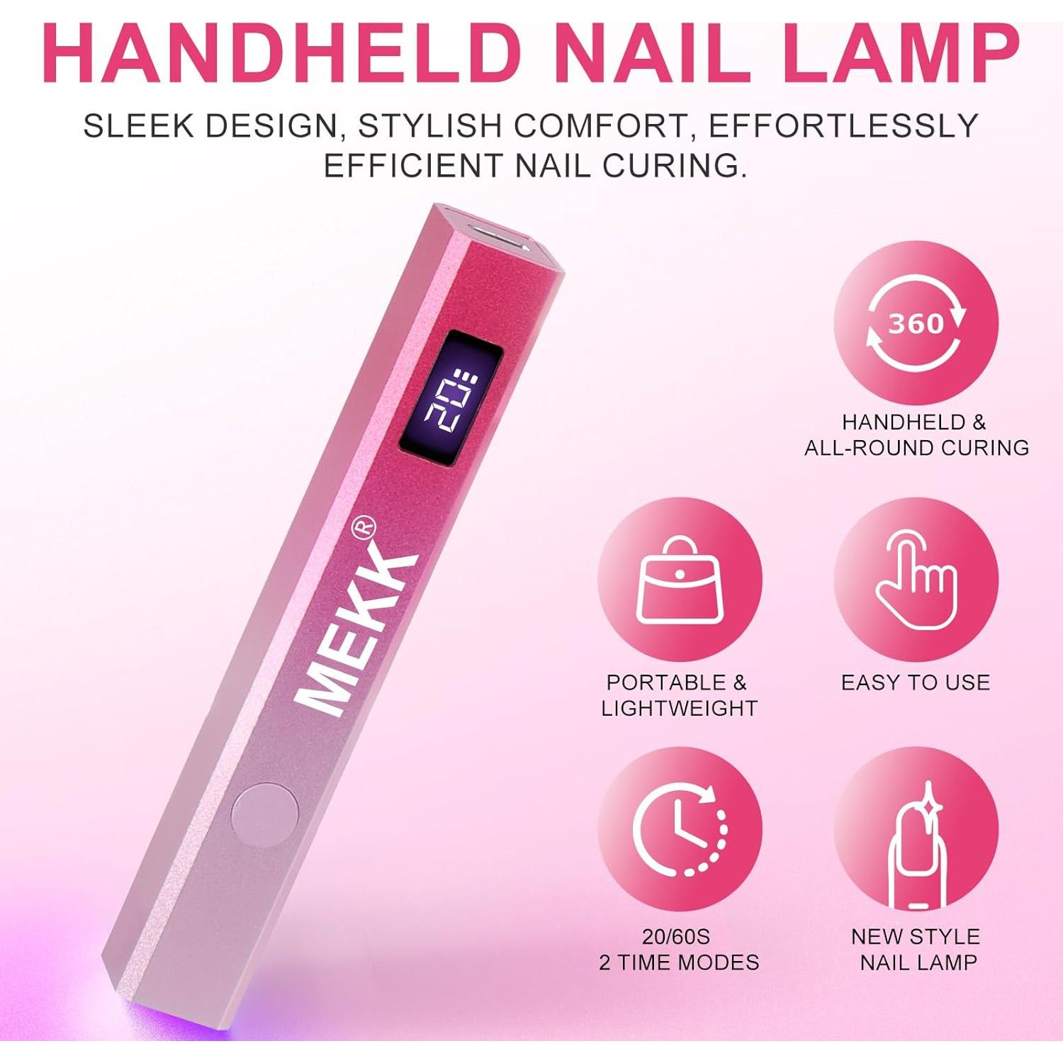 Luz UV de Mano MEKK Mini Lámpara LED Rosa Portátil