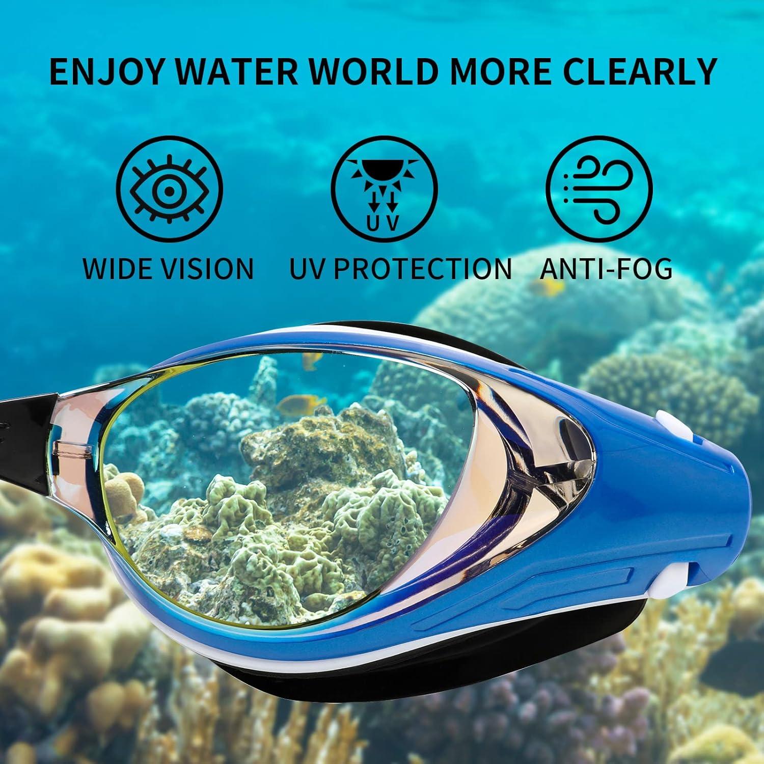 Nearsighted Swim Goggles, Shortsighted Optical Swimming Goggles No Leaking Anti Fog UV Protection for Adult Men Women