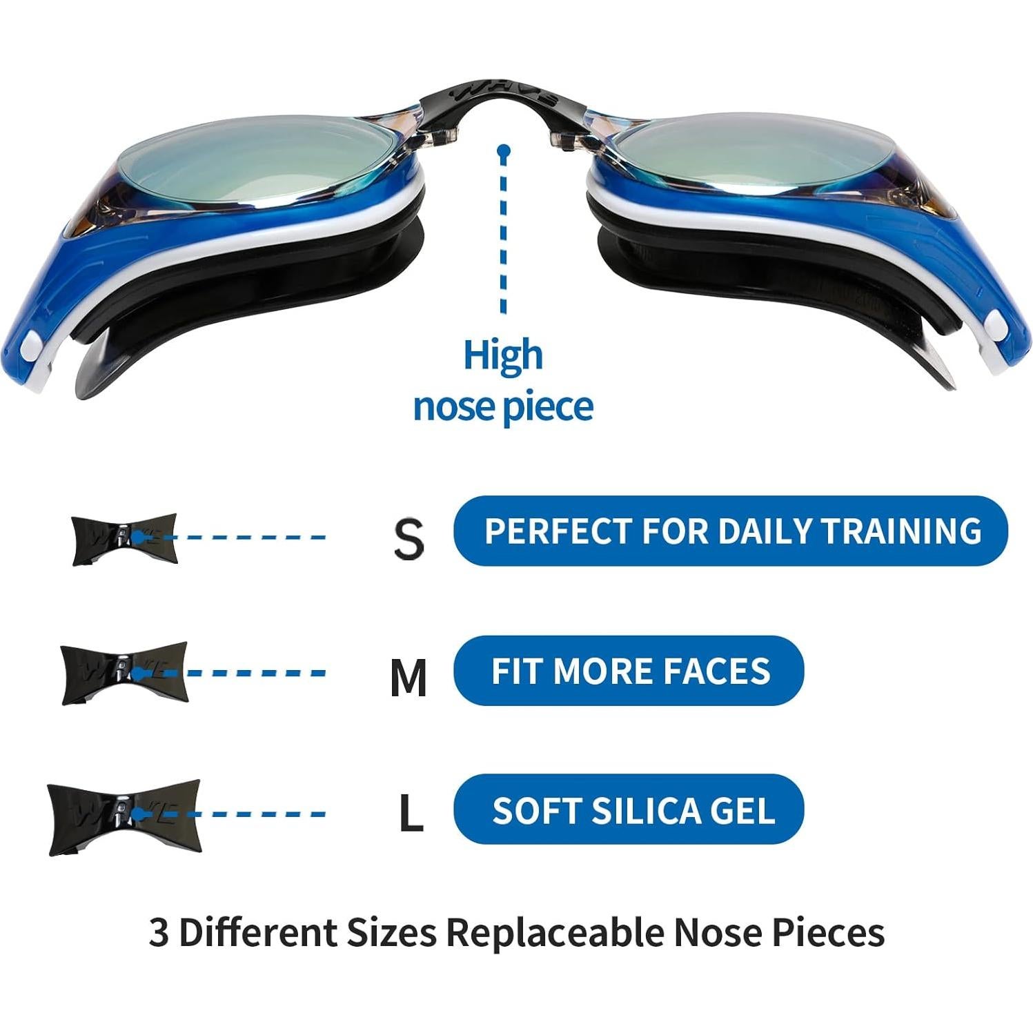 Nearsighted Swim Goggles, Shortsighted Optical Swimming Goggles No Leaking Anti Fog UV Protection for Adult Men Women