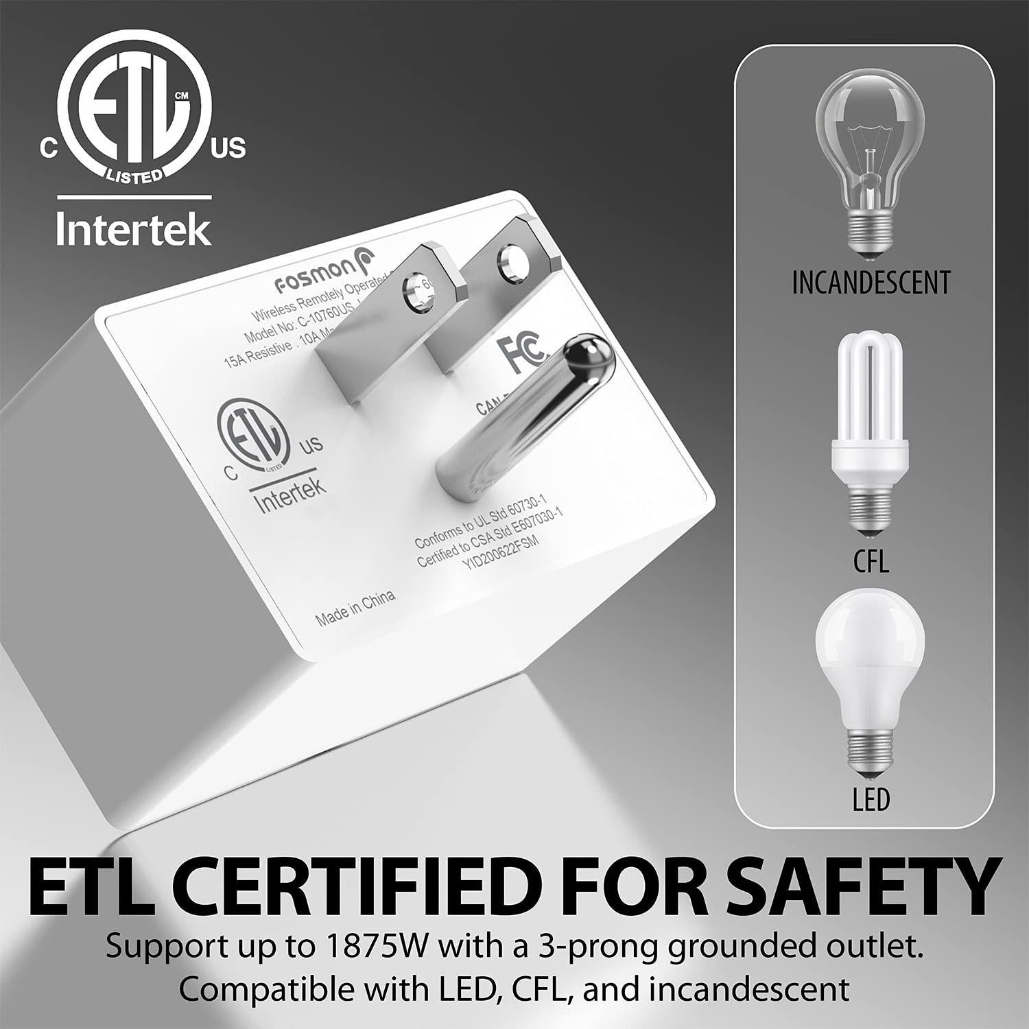 Enchufe Remoto Inalámbrico Fosmon 5 Unidades 15A 1800W